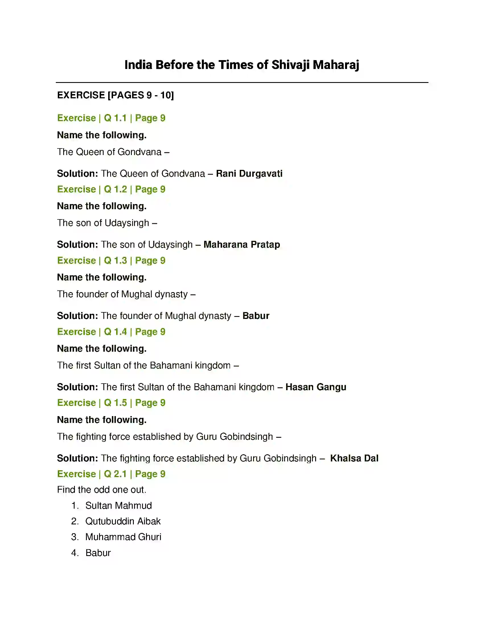 Maharashtra Board Class 7th History and Civics India before the Times of Shivaji Maharaj Solution 1