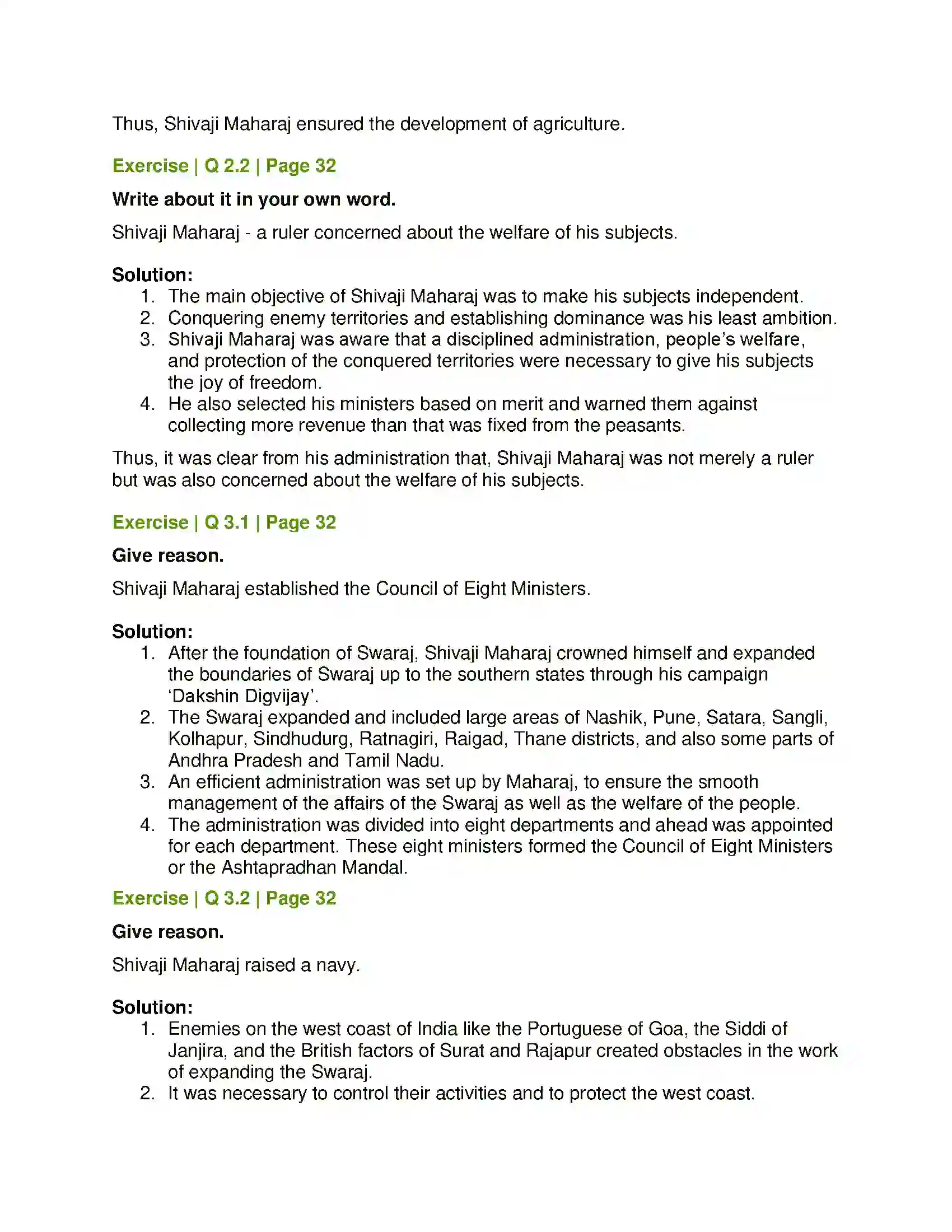 Maharashtra Board Class 7th History and Civics Conflict with the Mughals Solution 2