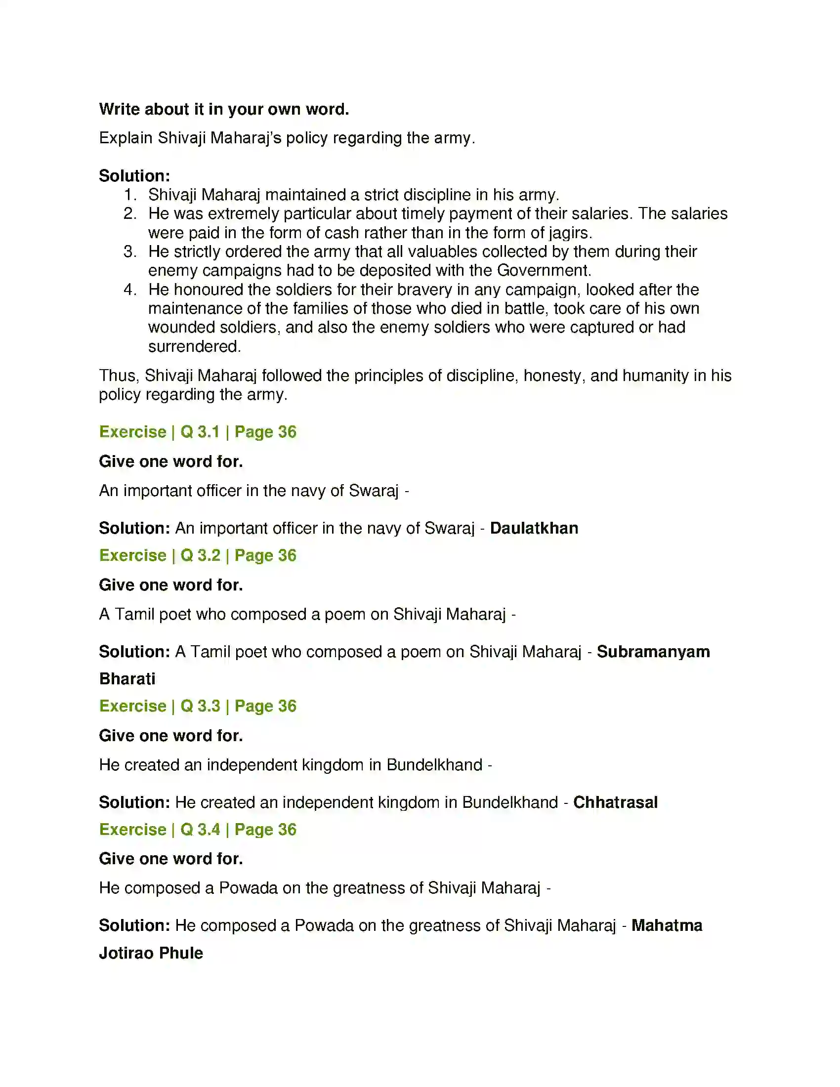 Maharashtra Board Class 7th History and Civics The Administration of the Swaraj Solution 3
