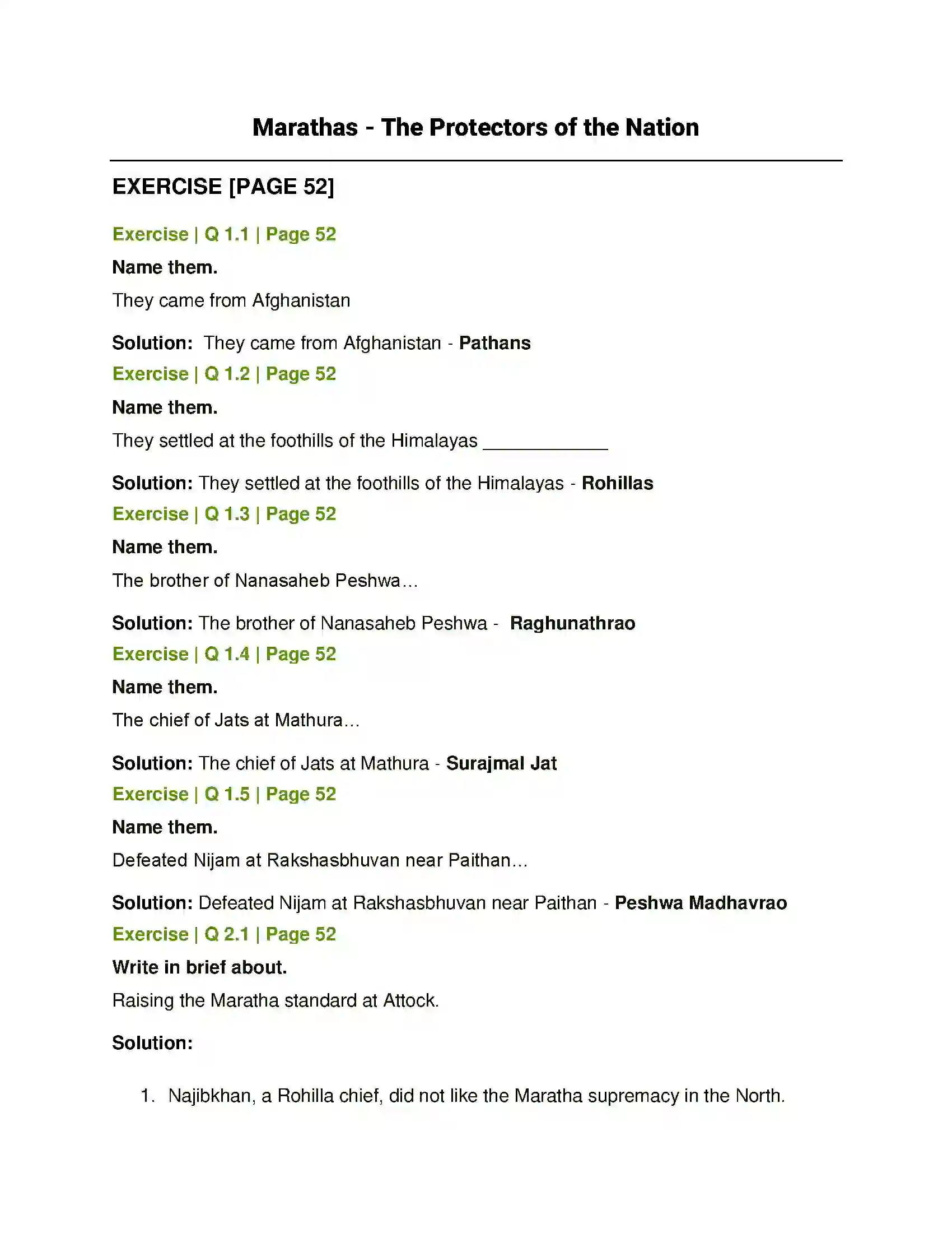 Maharashtra Board Class 7th History and Civics The Expansion of the Maratha Power Solution 1