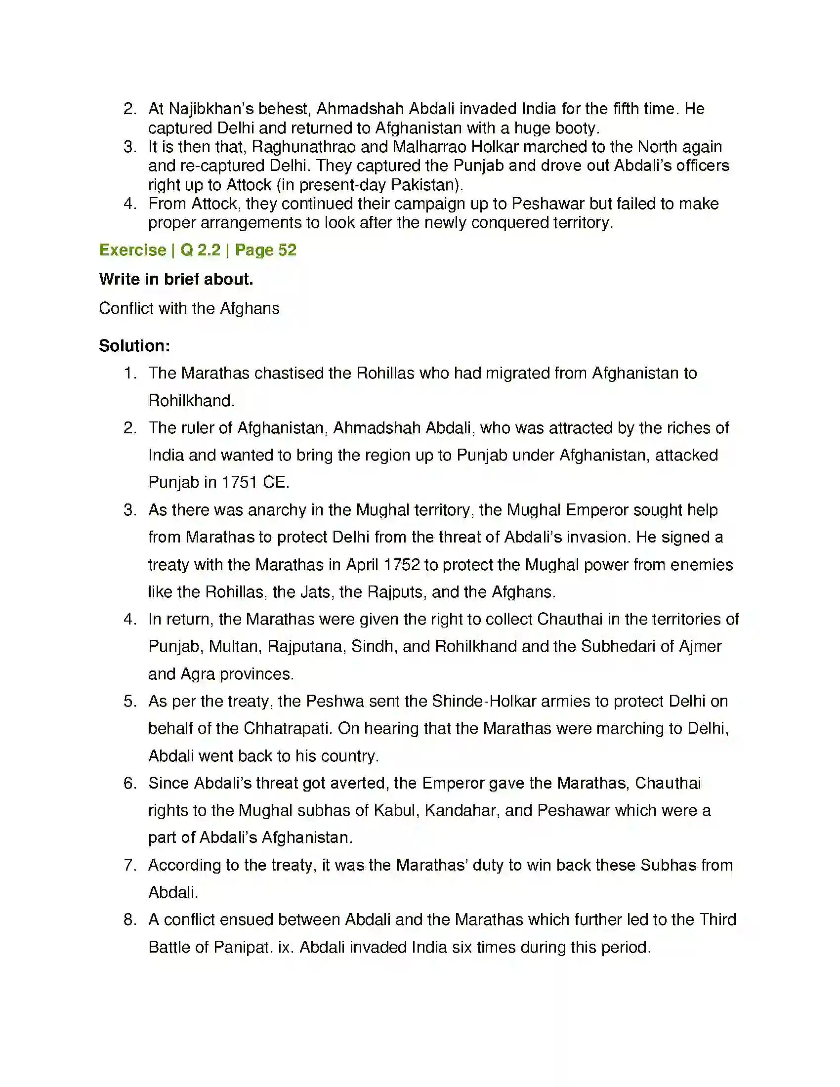 Maharashtra Board Class 7th History and Civics The Expansion of the Maratha Power Solution 2