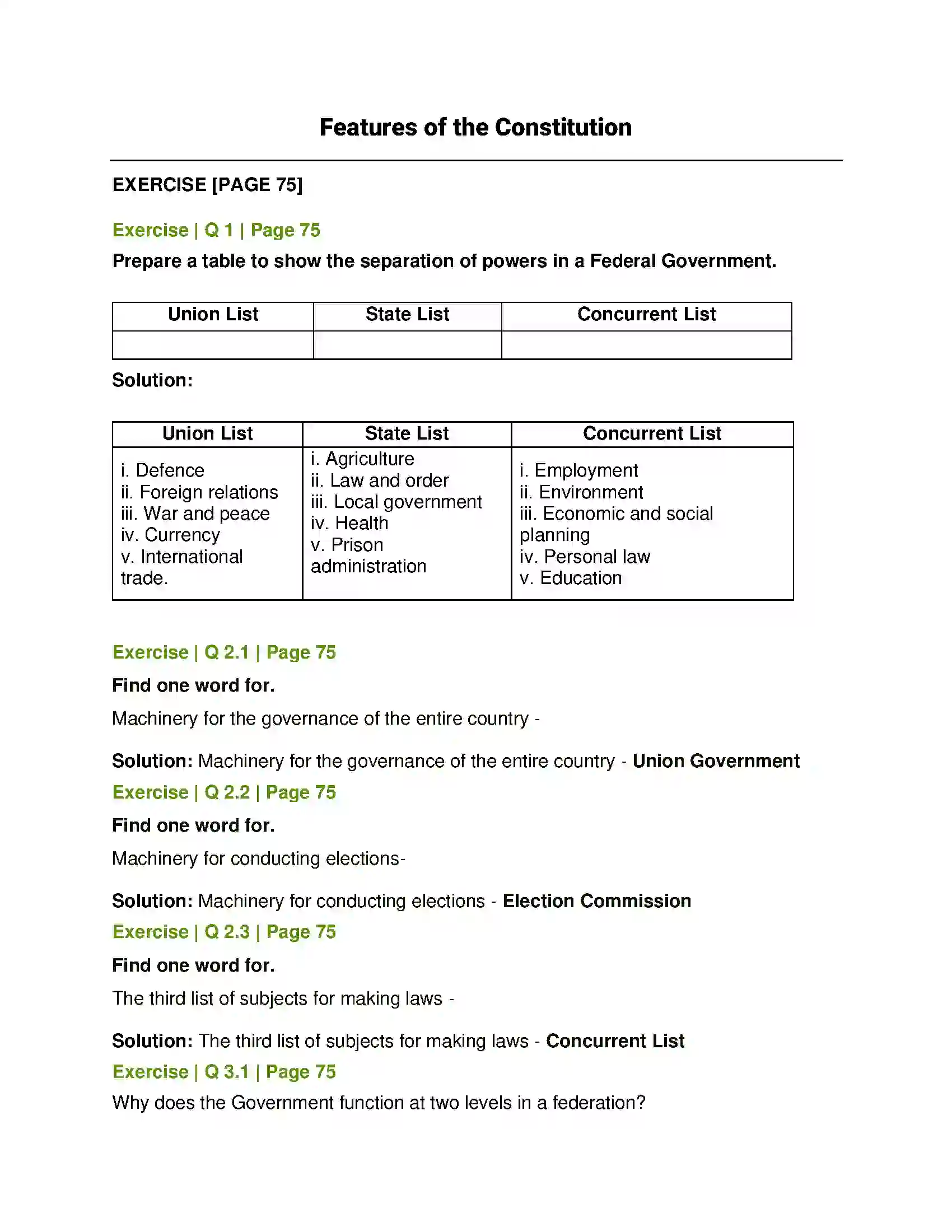 Maharashtra Board Class 7th History and Civics Features of the Constitution Solution 1
