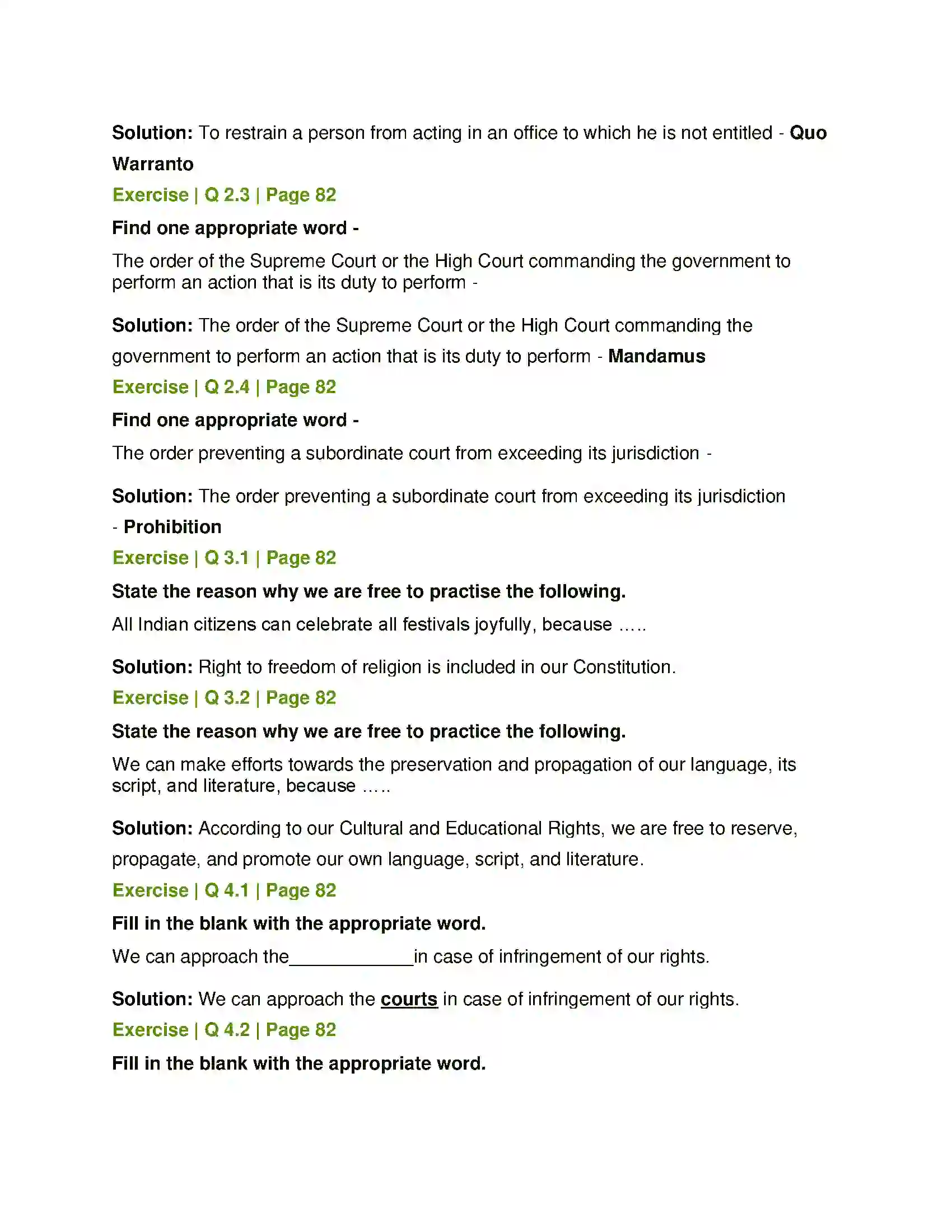 Maharashtra Board Class 7th History and Civics Fundamental Rights – Part 2 Solution 2