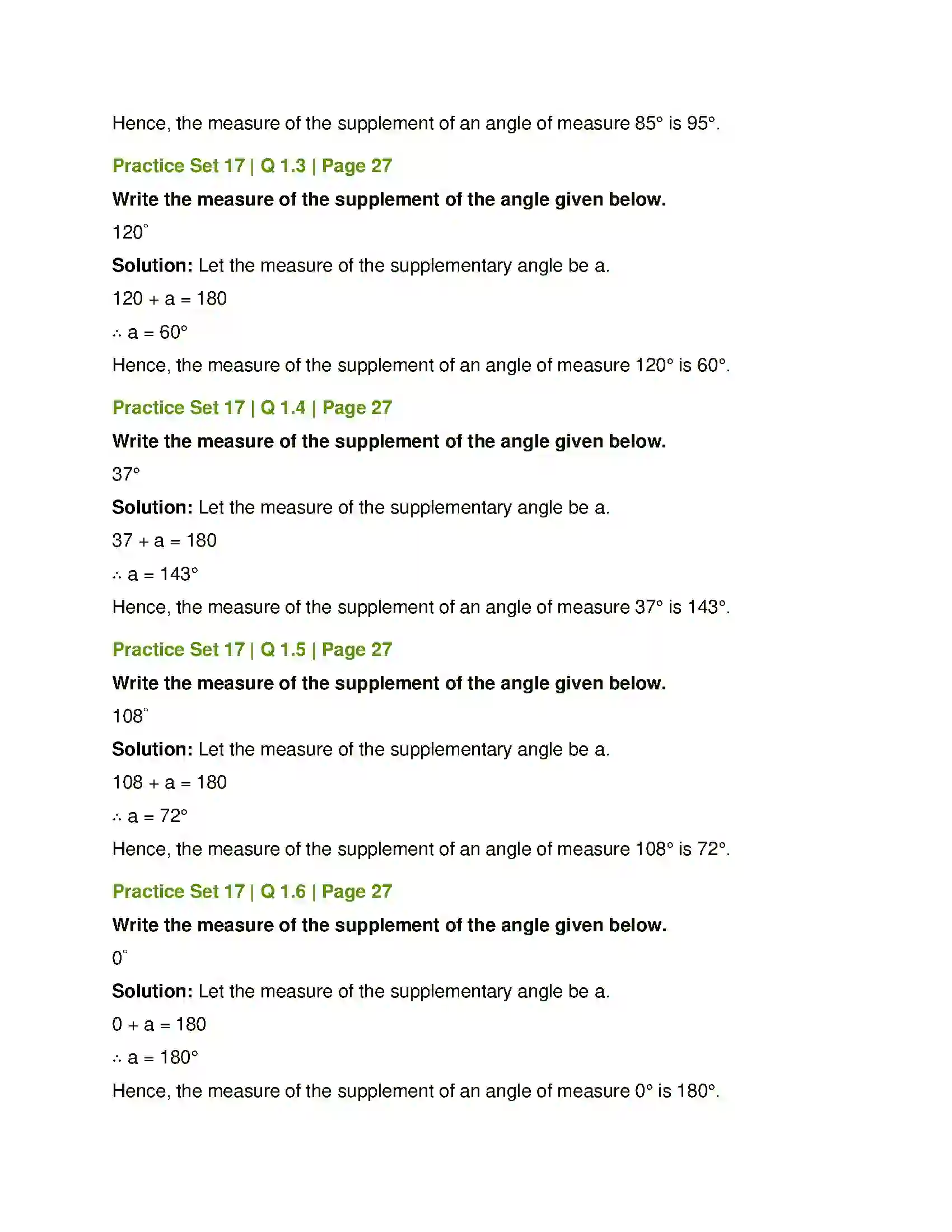 Maharashtra Board Class 7th Mathematics Angles and Pairs of Angles Solution 7