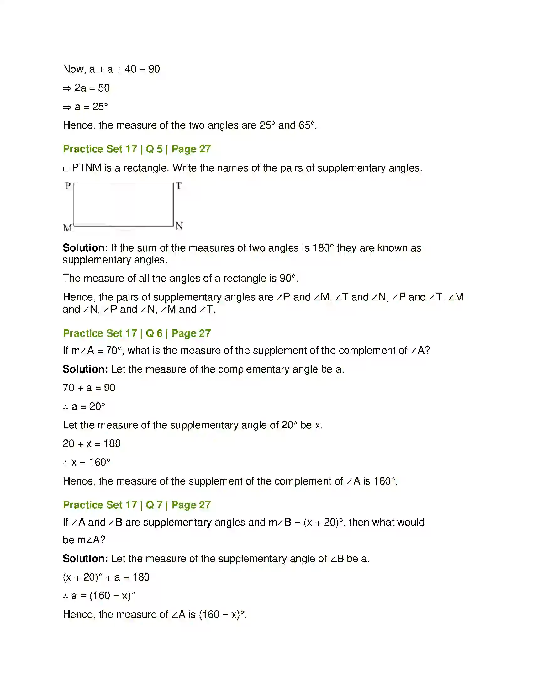 Maharashtra Board Class 7th Mathematics Angles and Pairs of Angles Solution 9