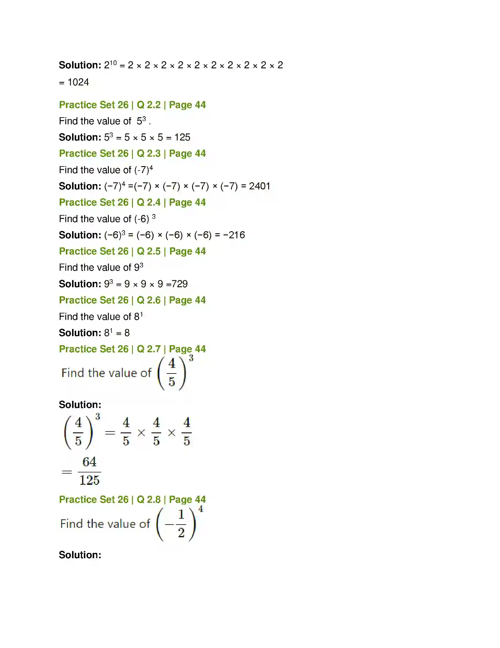 Maharashtra Board Class 7th Mathematics Indices Solution 2