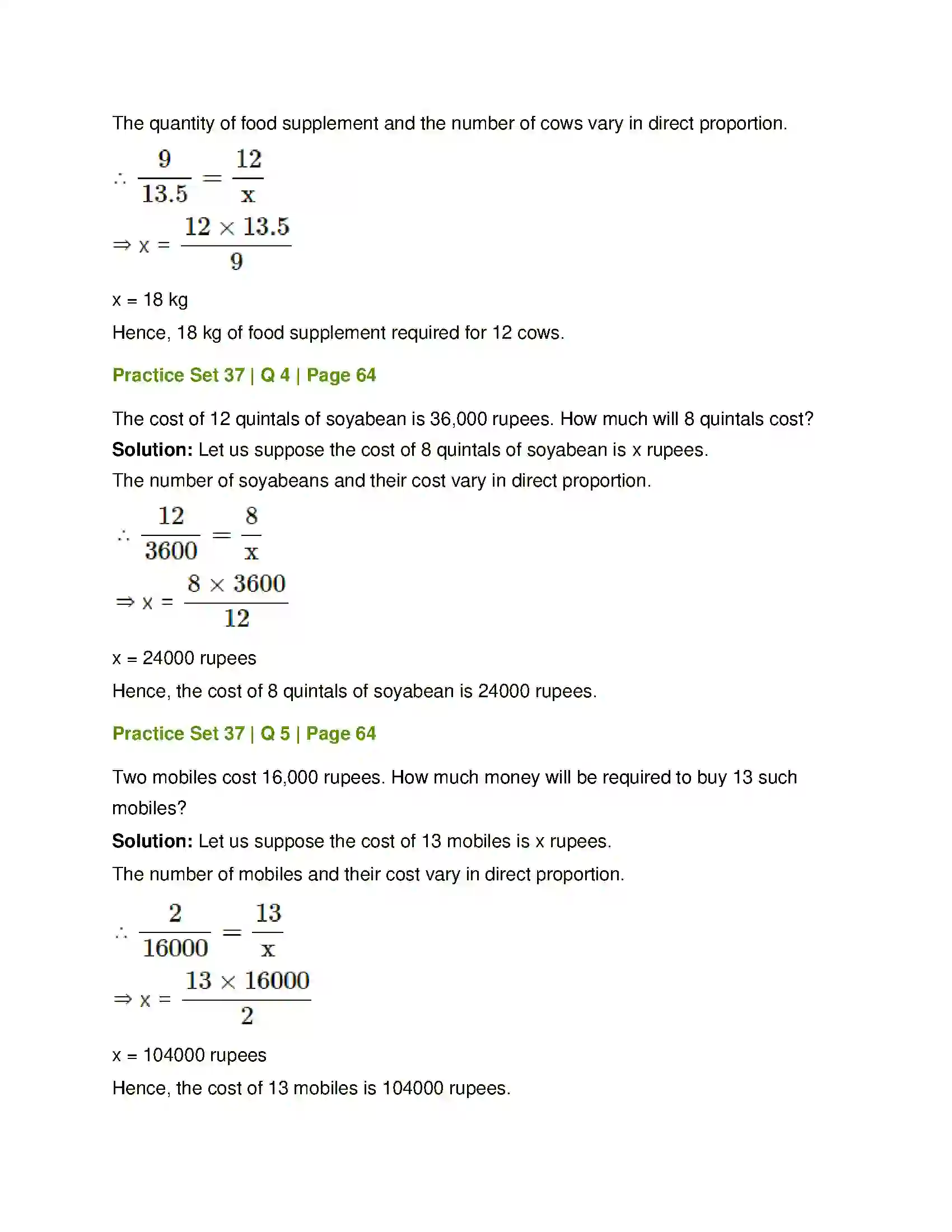 Maharashtra Board Class 7th Mathematics Direct Proportion and Inverse Proportion Solution 2