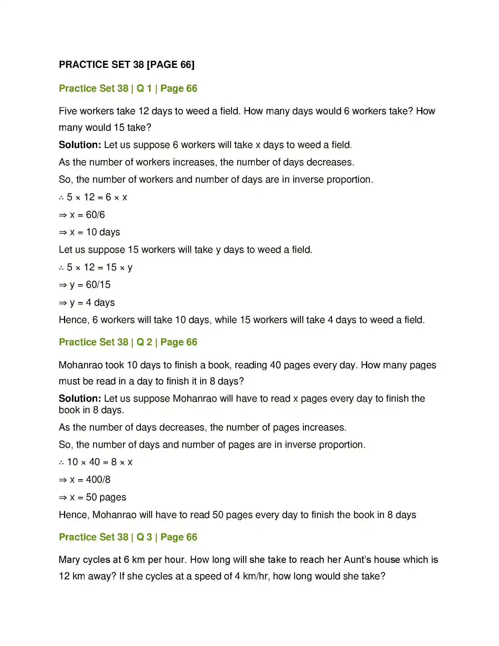 Maharashtra Board Class 7th Mathematics Direct Proportion and Inverse Proportion Solution 3