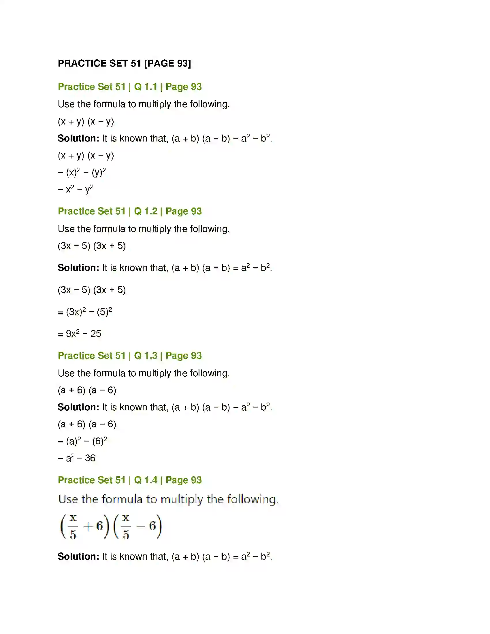 Maharashtra Board Class 7th Mathematics Algebraic Formulae - Expansion of Squares Solution 4