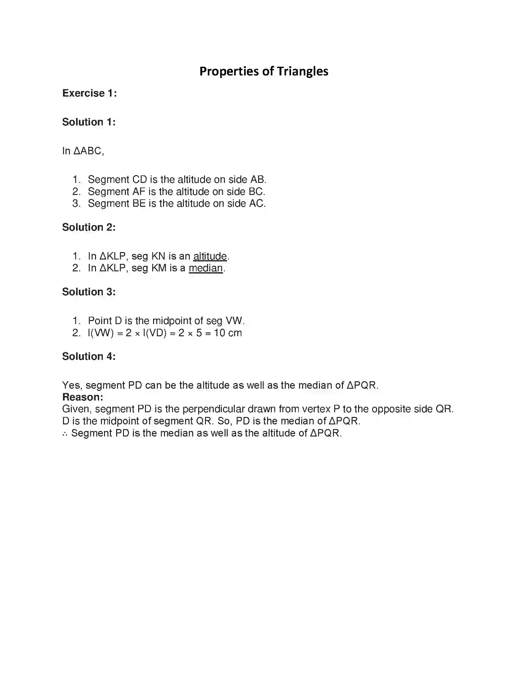 Maharashtra Board Class 7th Mathematics Properties of Triangles Solution 1