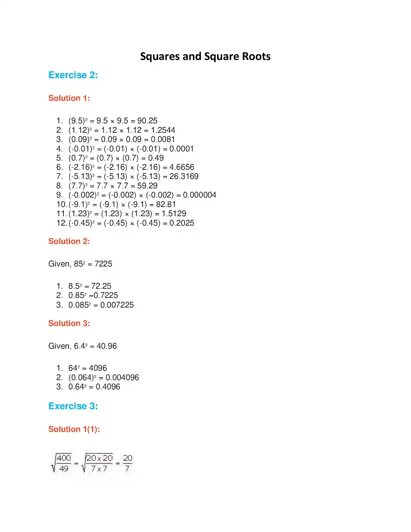 Maharashtra Board Class 7th Mathematics Squares and Square Roots Solution 1