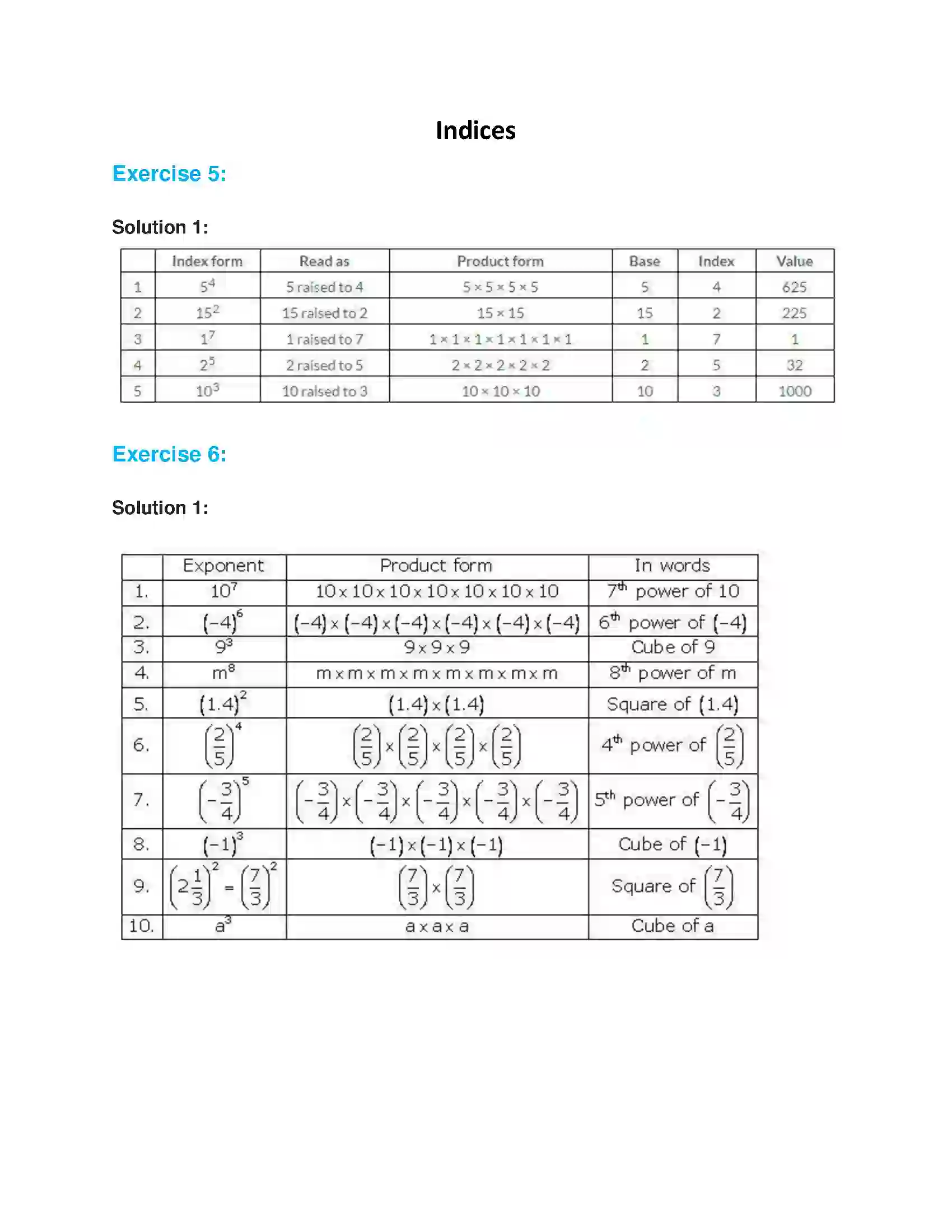 Maharashtra Board Class 7th Mathematics Indices Solution 1