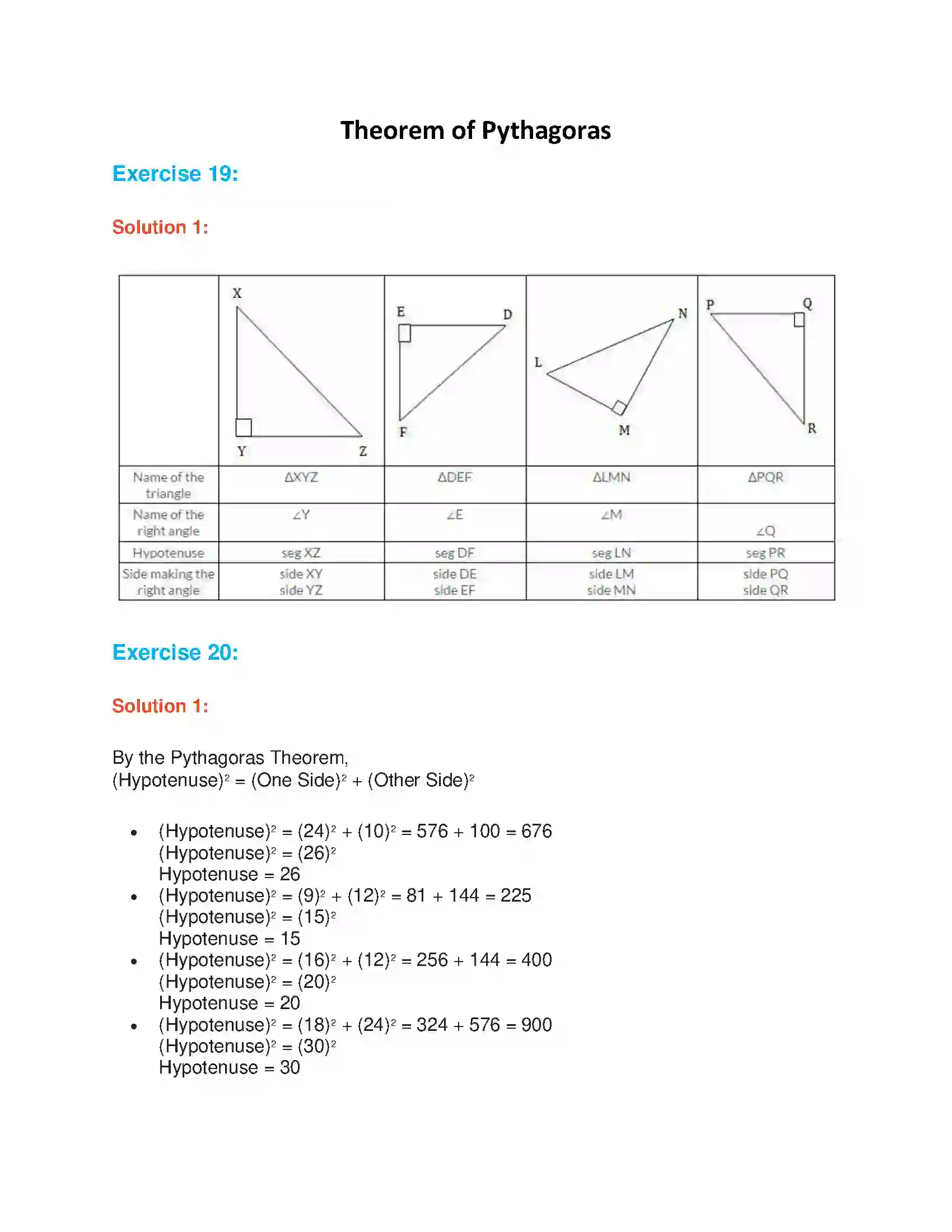 Maharashtra Board Class 7th Mathematics Theorem of Pythagoras Solution 1