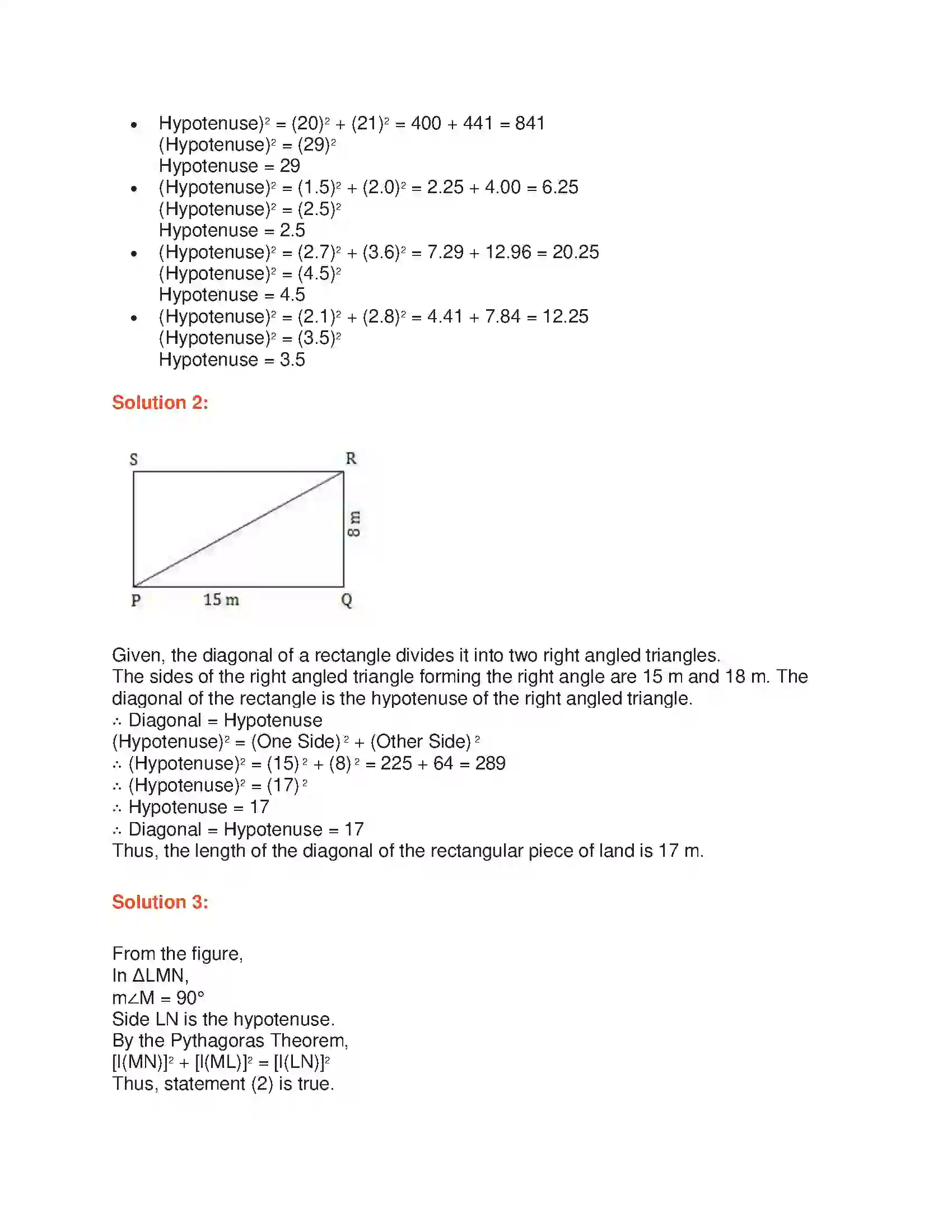 Maharashtra Board Class 7th Mathematics Theorem of Pythagoras Solution 2