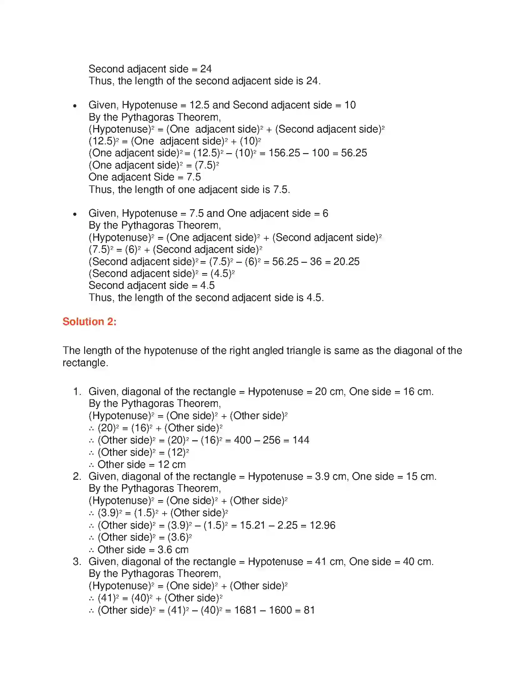 Maharashtra Board Class 7th Mathematics Theorem of Pythagoras Solution 4