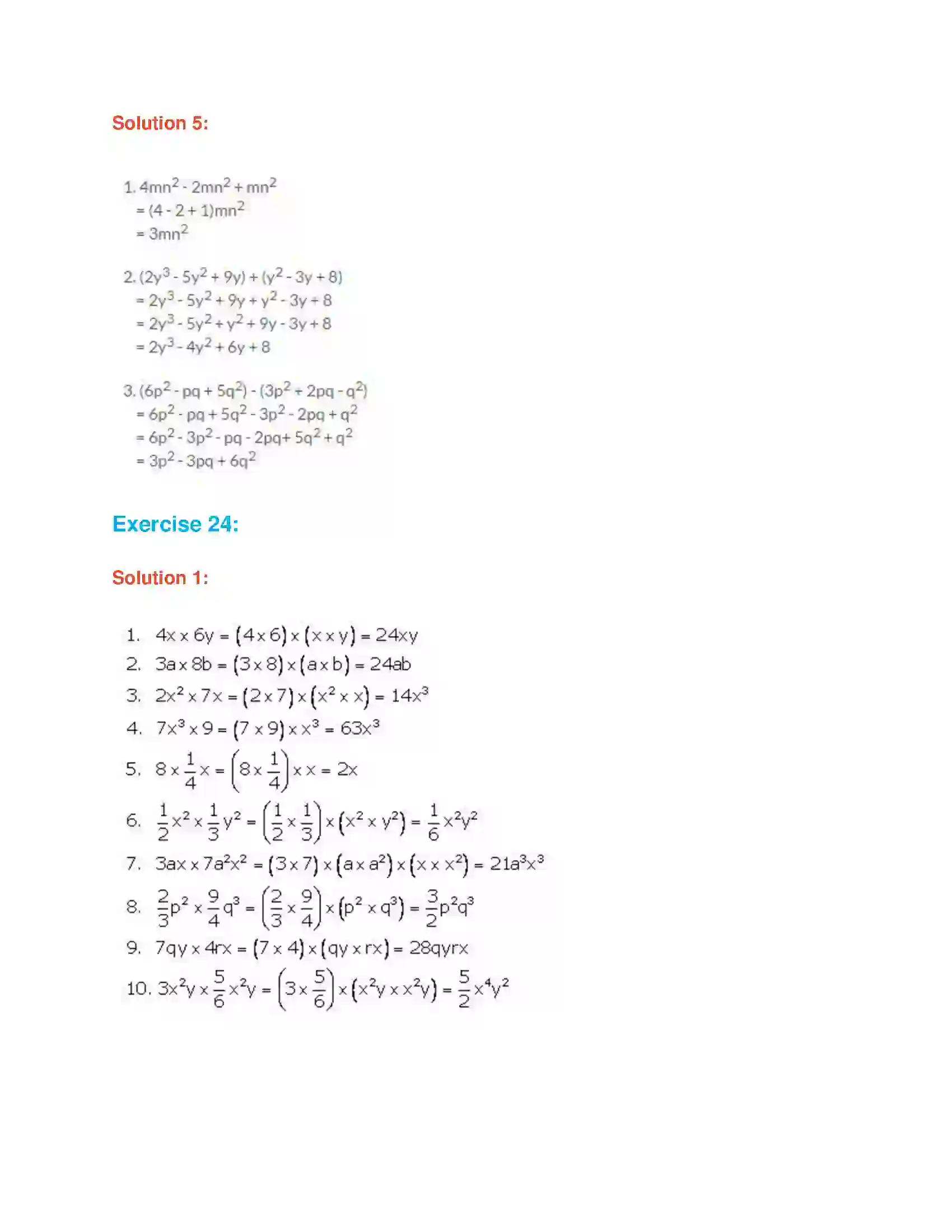 Maharashtra Board Class 7th Mathematics Product of Algebraic Expressions Solution 2