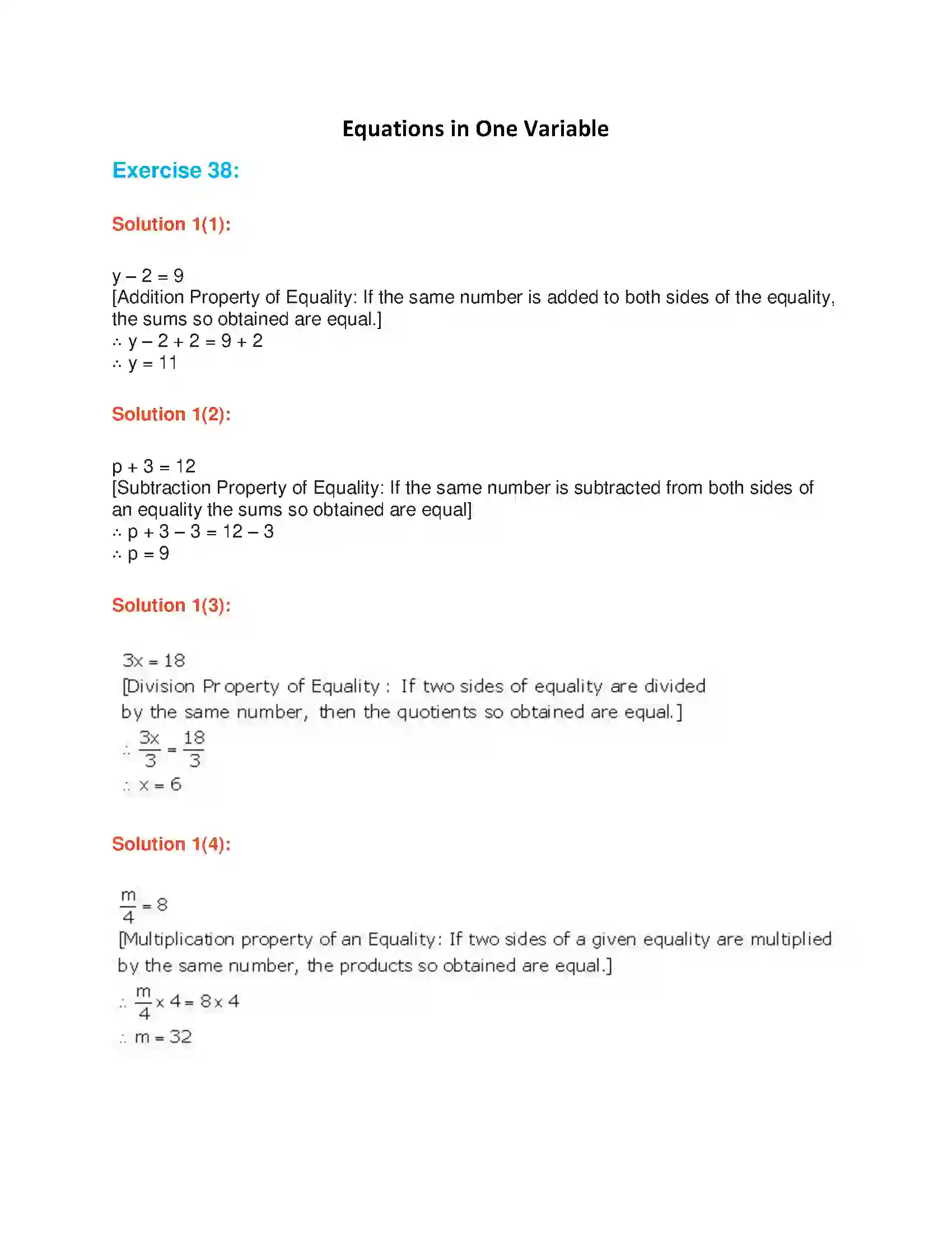 Maharashtra Board Class 7th Mathematics Equations in One Variable Solution 1