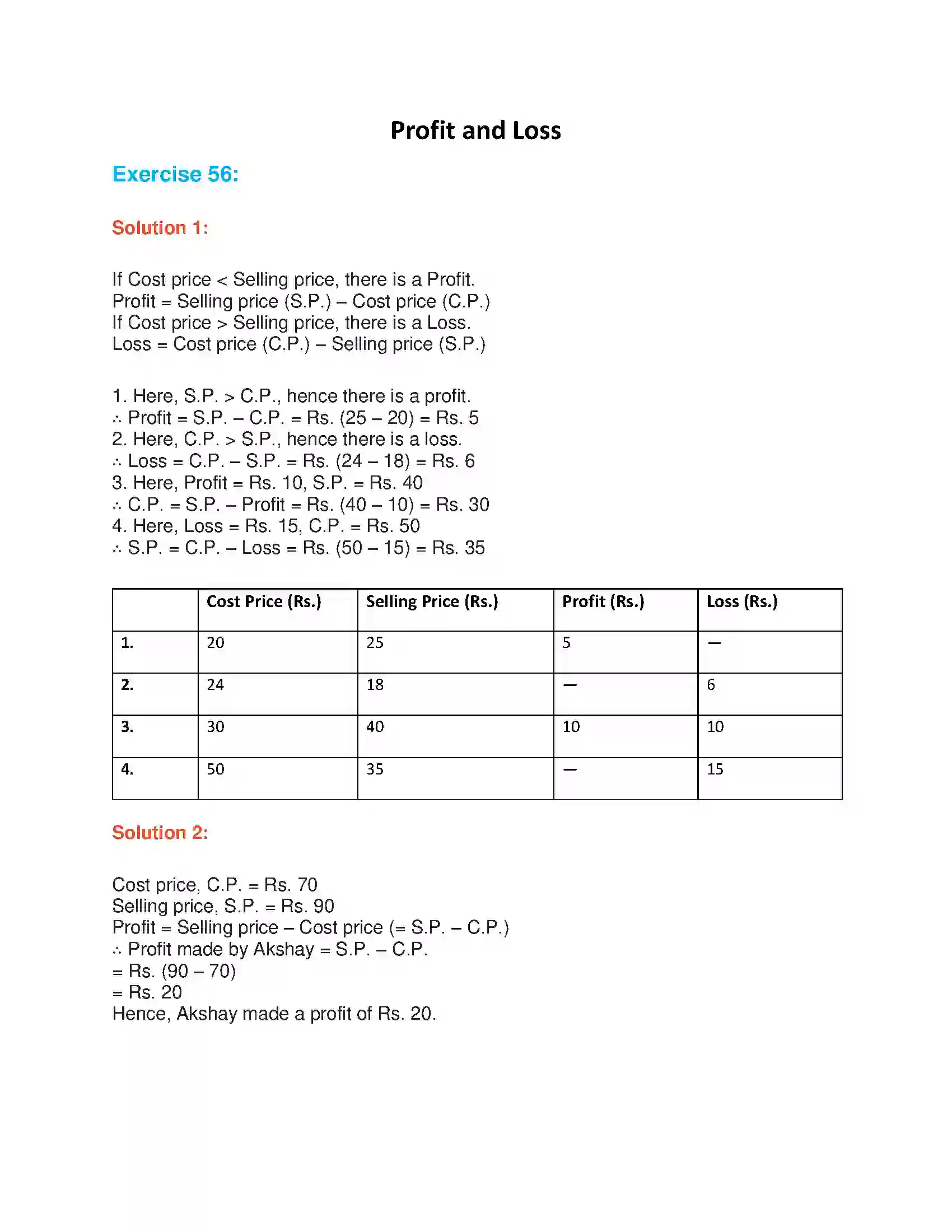 Maharashtra Board Class 7th Mathematics Profit and Loss Solution 1
