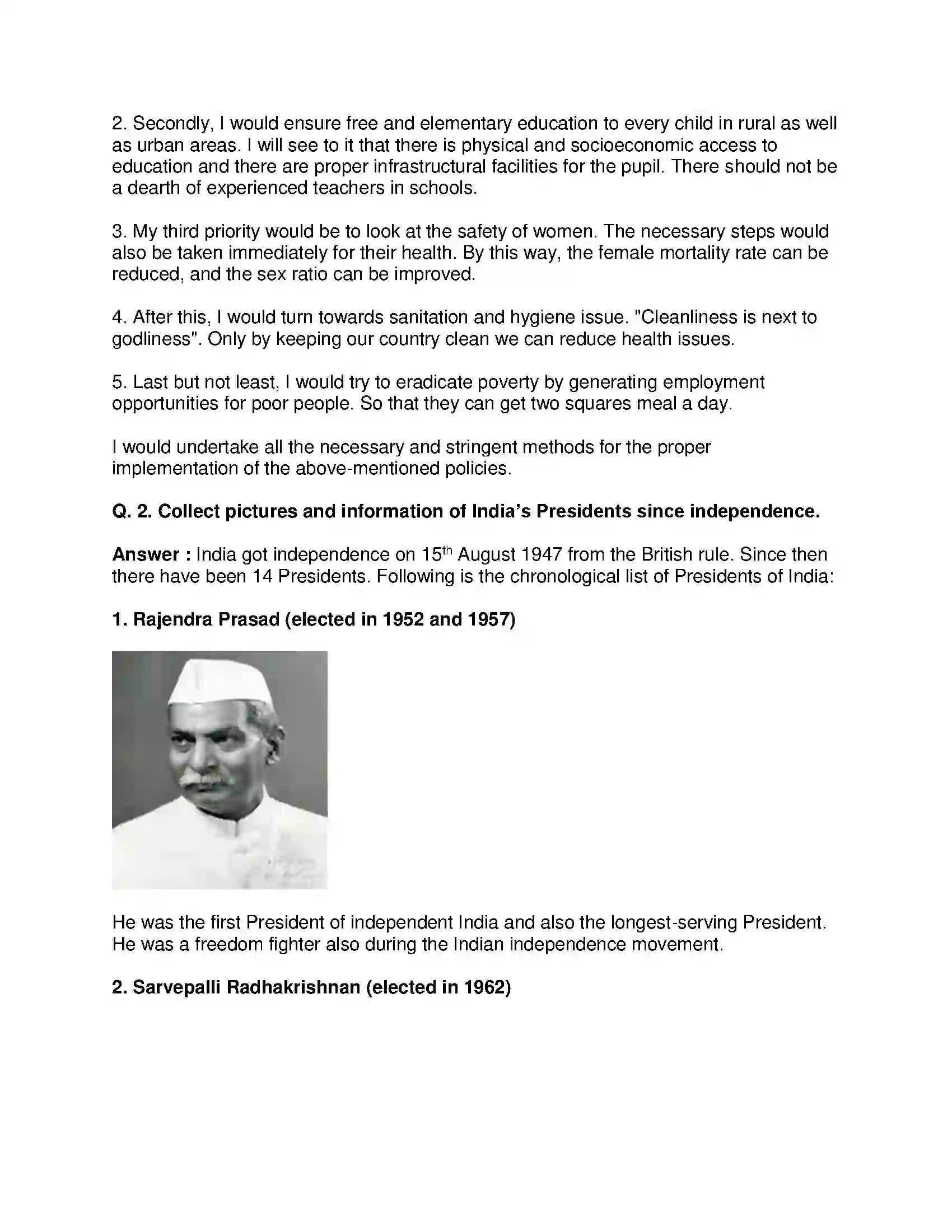 Maharashtra Board Class 8th Civics - English Medium The Union Executive Solution 6