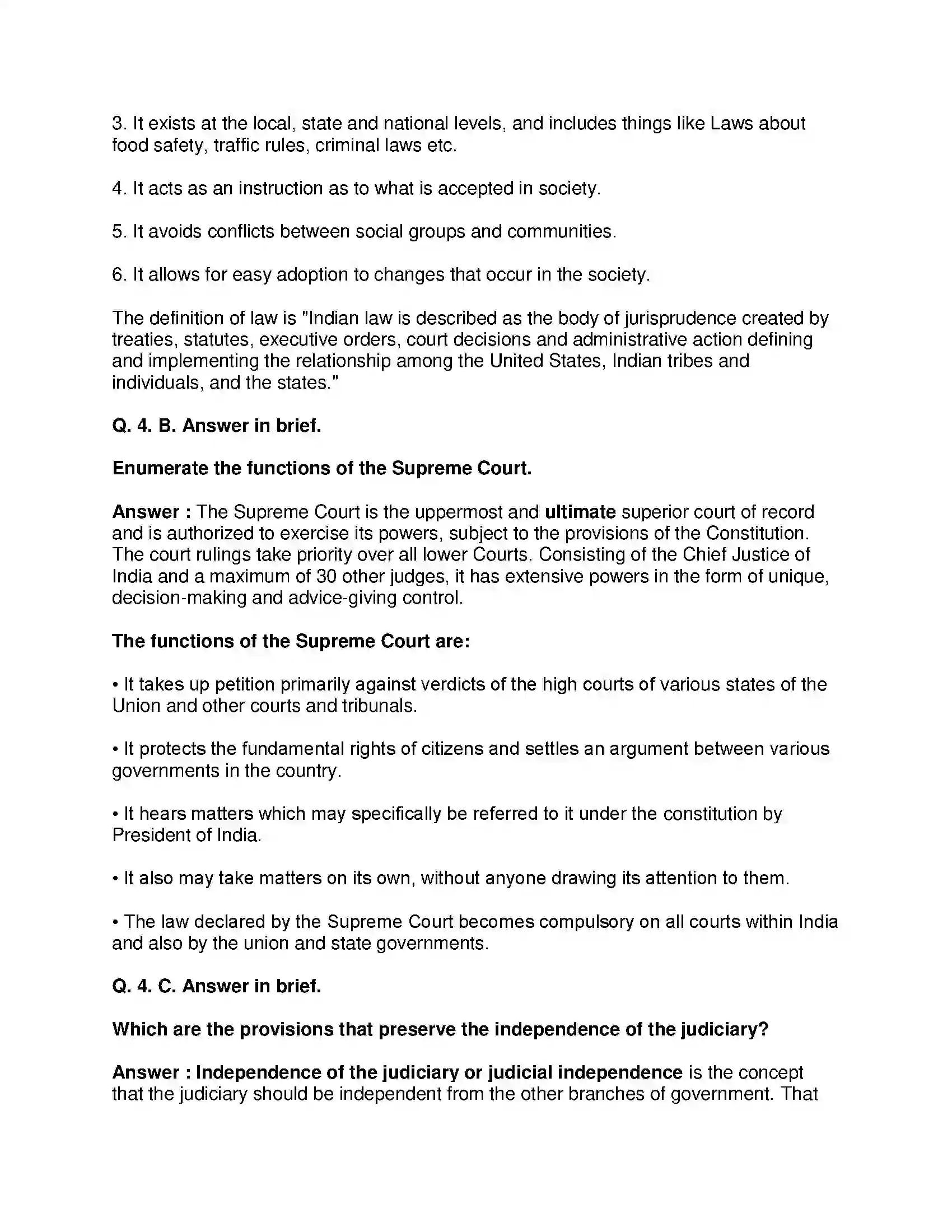 Maharashtra Board Class 8th Civics - English Medium The Indian Judicial System Solution 5