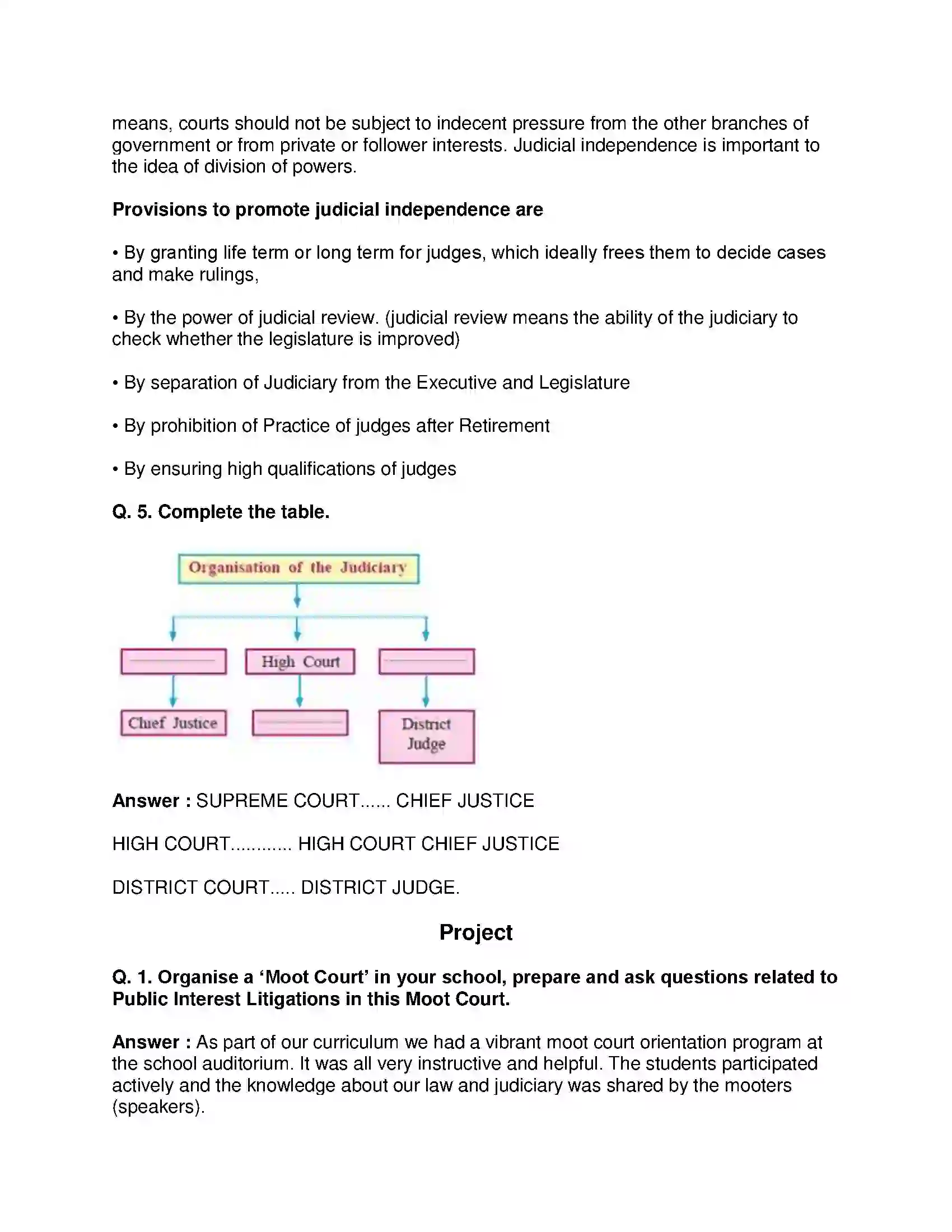Maharashtra Board Class 8th Civics - English Medium The Indian Judicial System Solution 6
