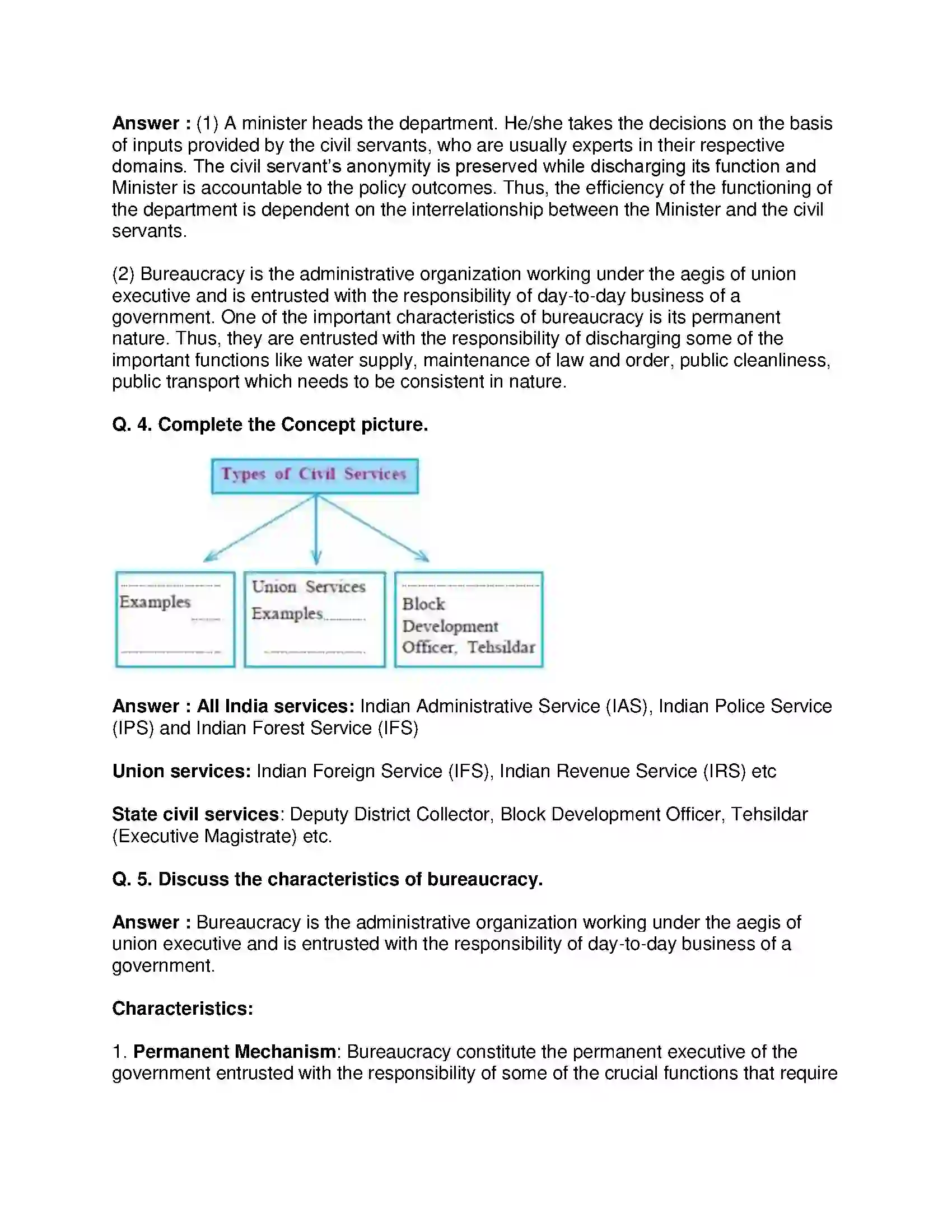 Maharashtra Board Class 8th Civics - English Medium Bureaucracy Solution 2