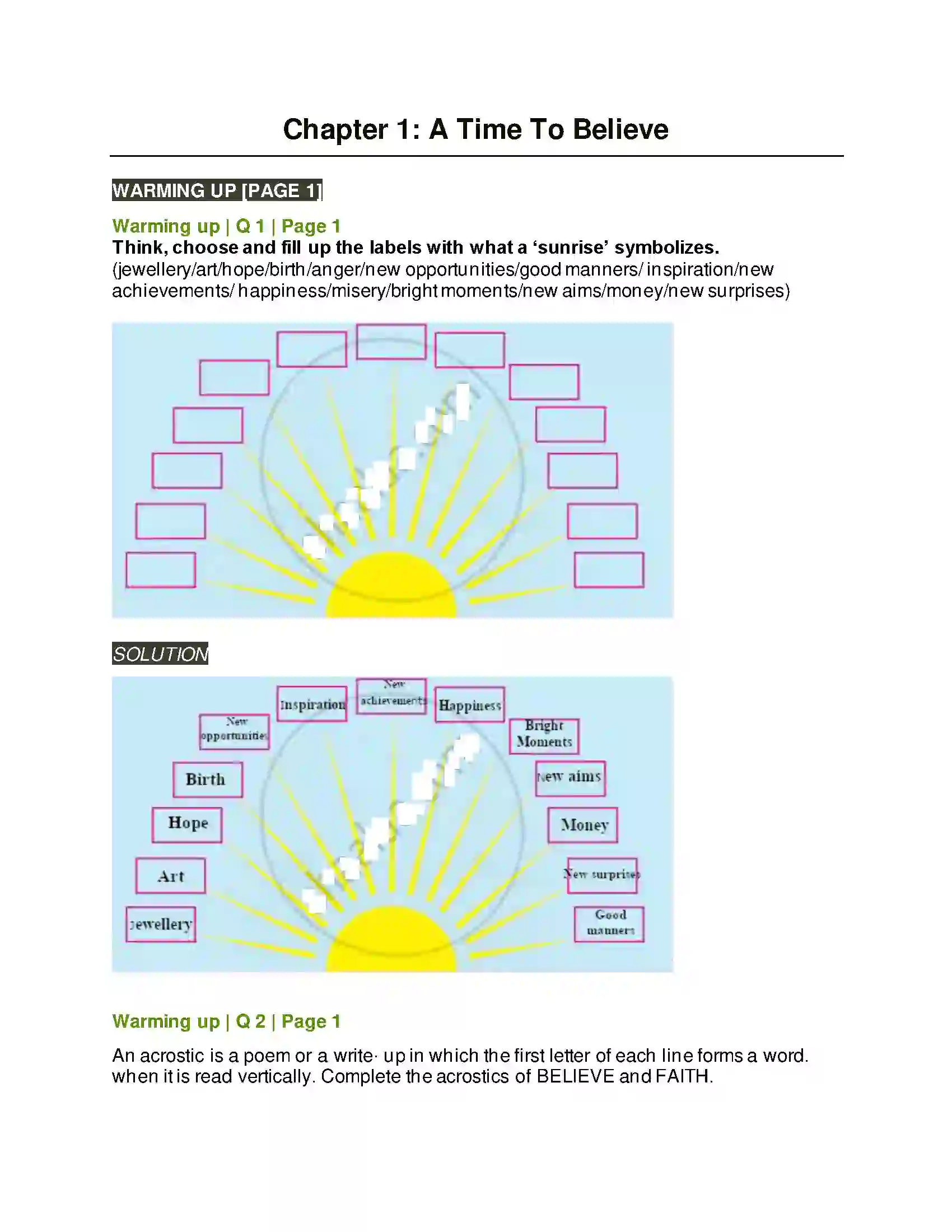 Maharashtra Board Class 8th English 1.1 A Time To Believe Solution 1