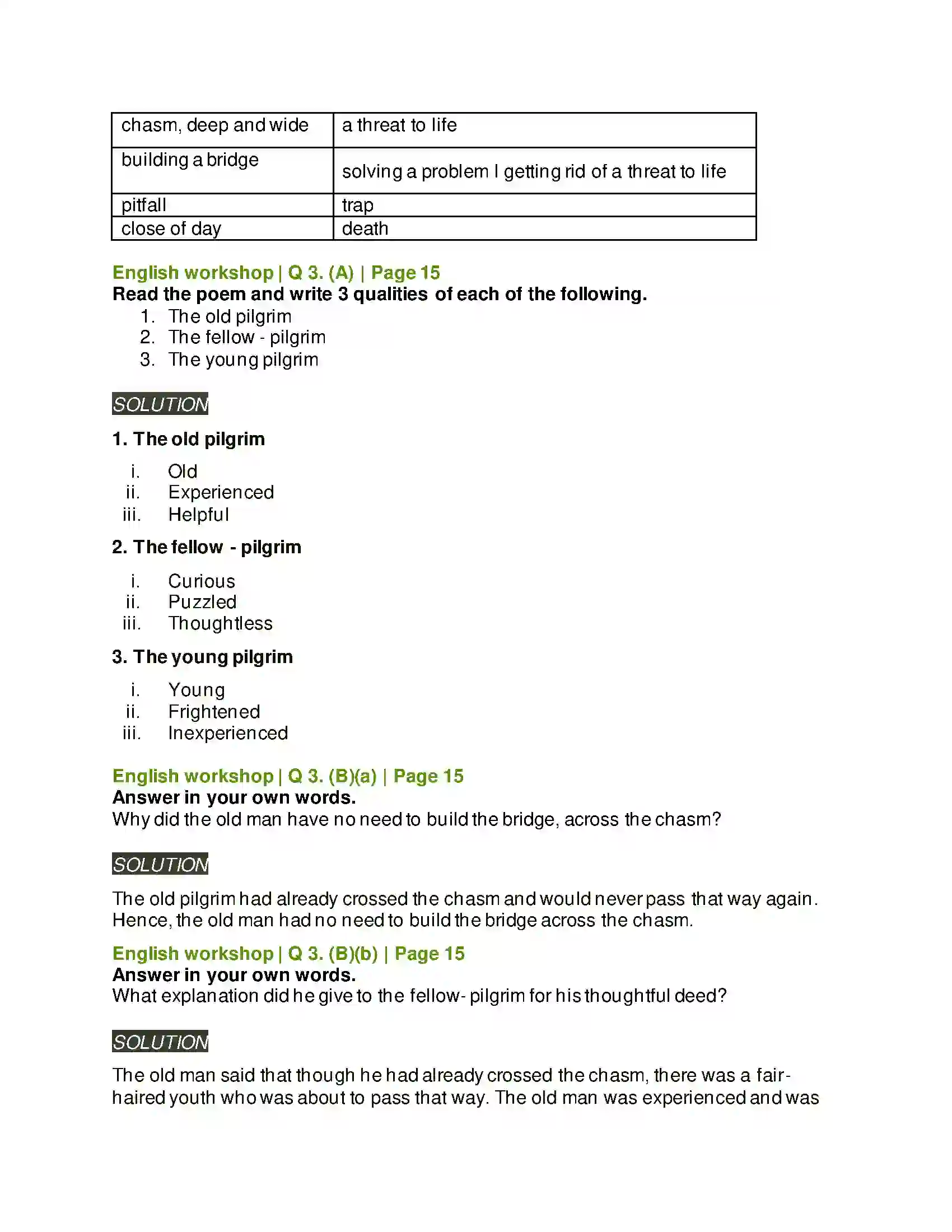 Maharashtra Board Class 8th English 1.3 The Pilgrim Solution 4