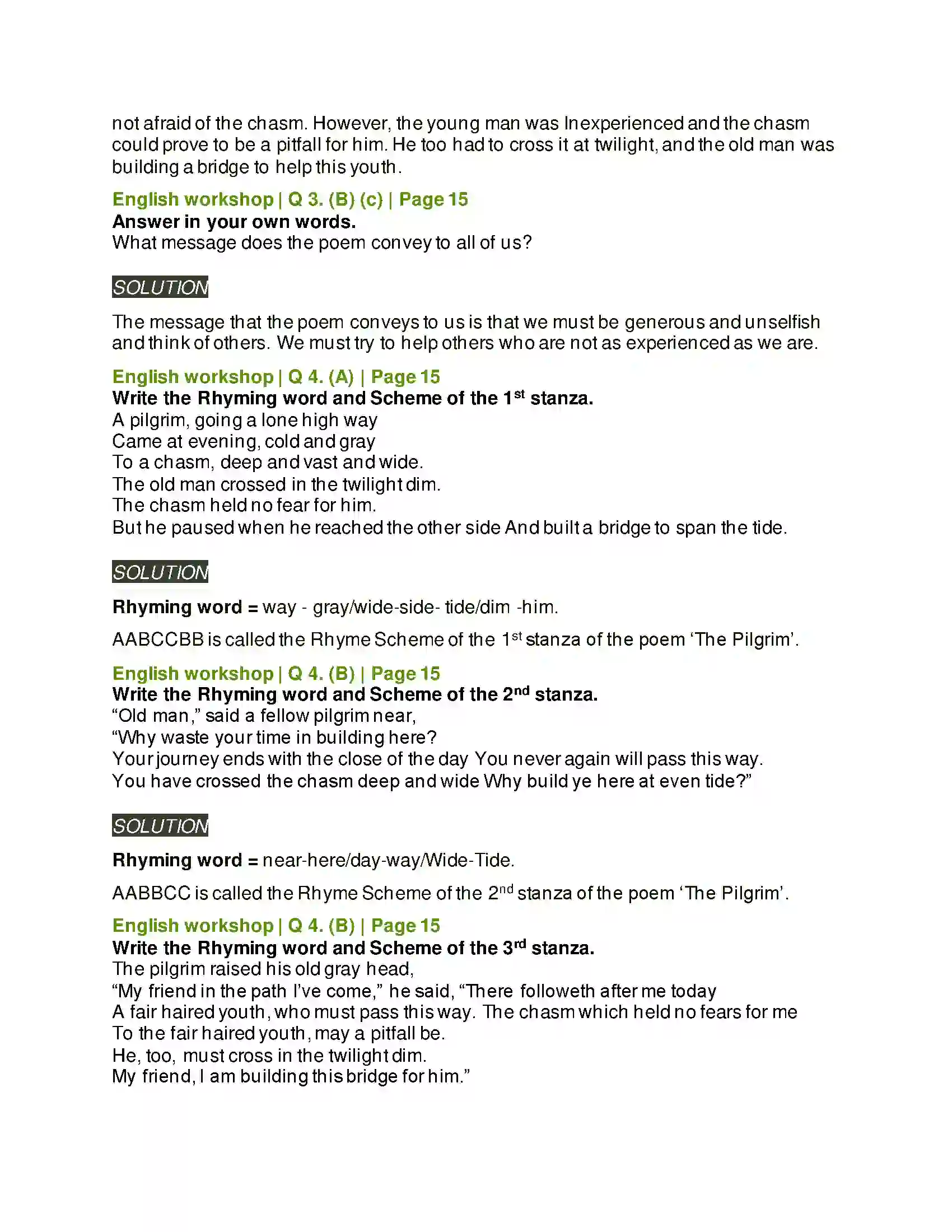Maharashtra Board Class 8th English 1.3 The Pilgrim Solution 5