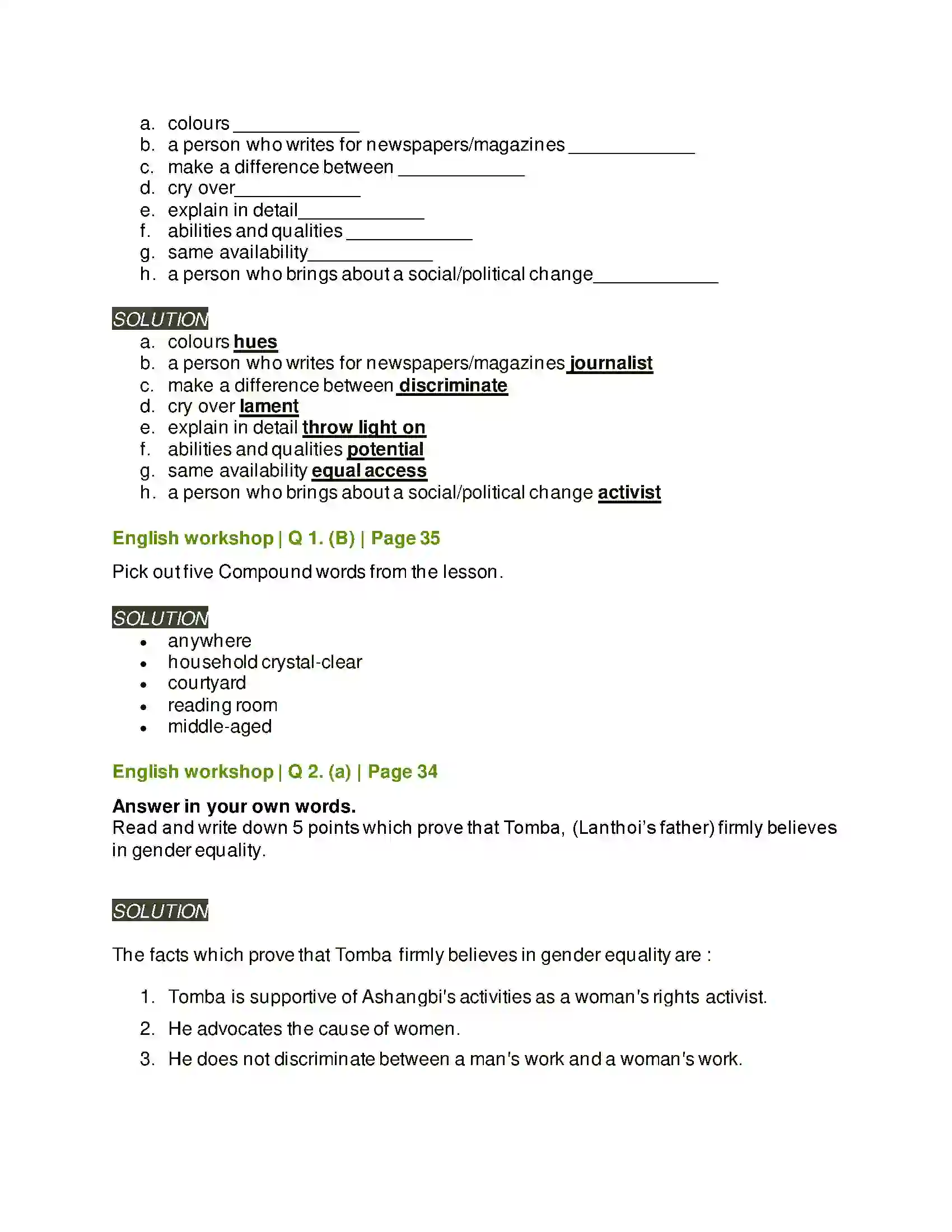 Maharashtra Board Class 8th English 2.2 Nature Created Man & Woman as Equals Solution 3