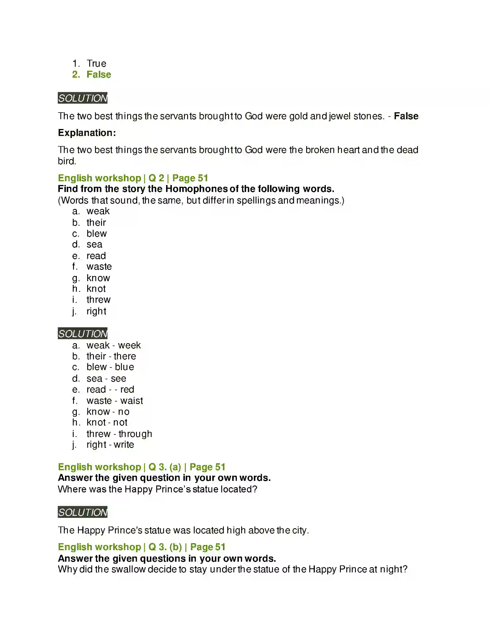 Maharashtra Board Class 8th English 2.5 The Happy Prince Solution 3