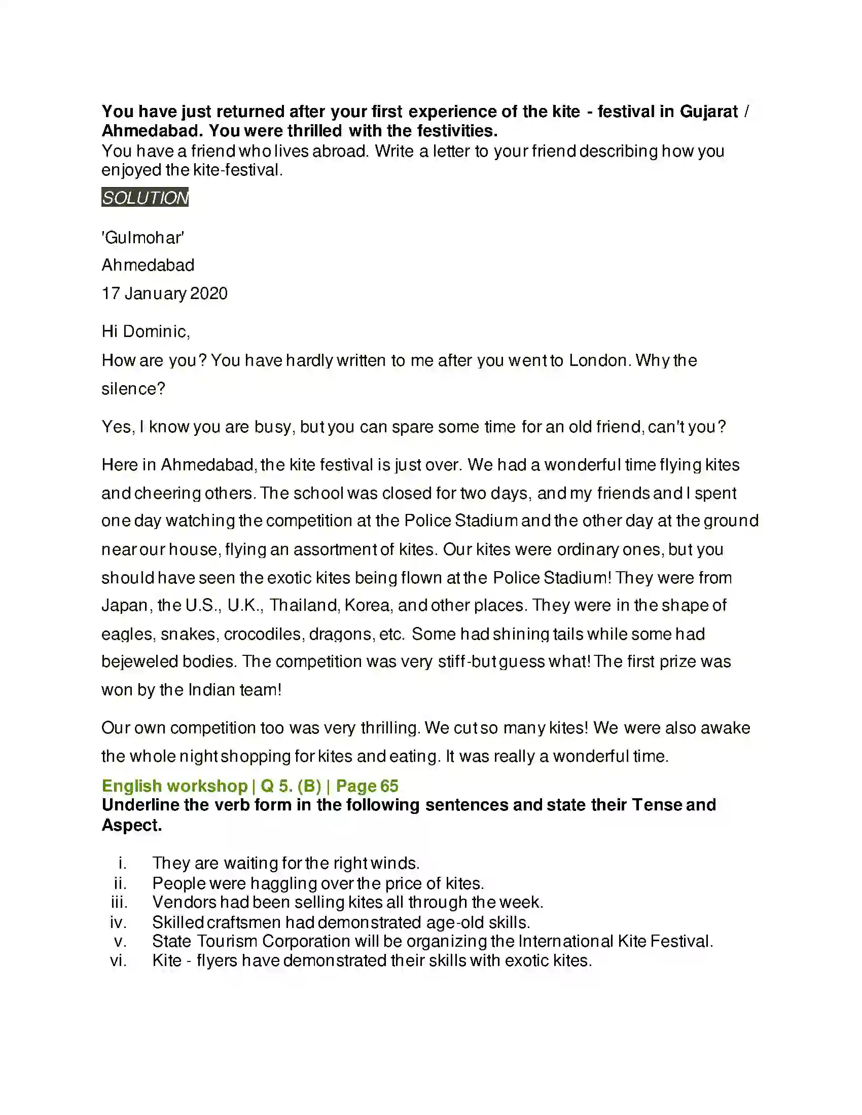 Maharashtra Board Class 8th English 3.2 The Kite Festival Solution 5