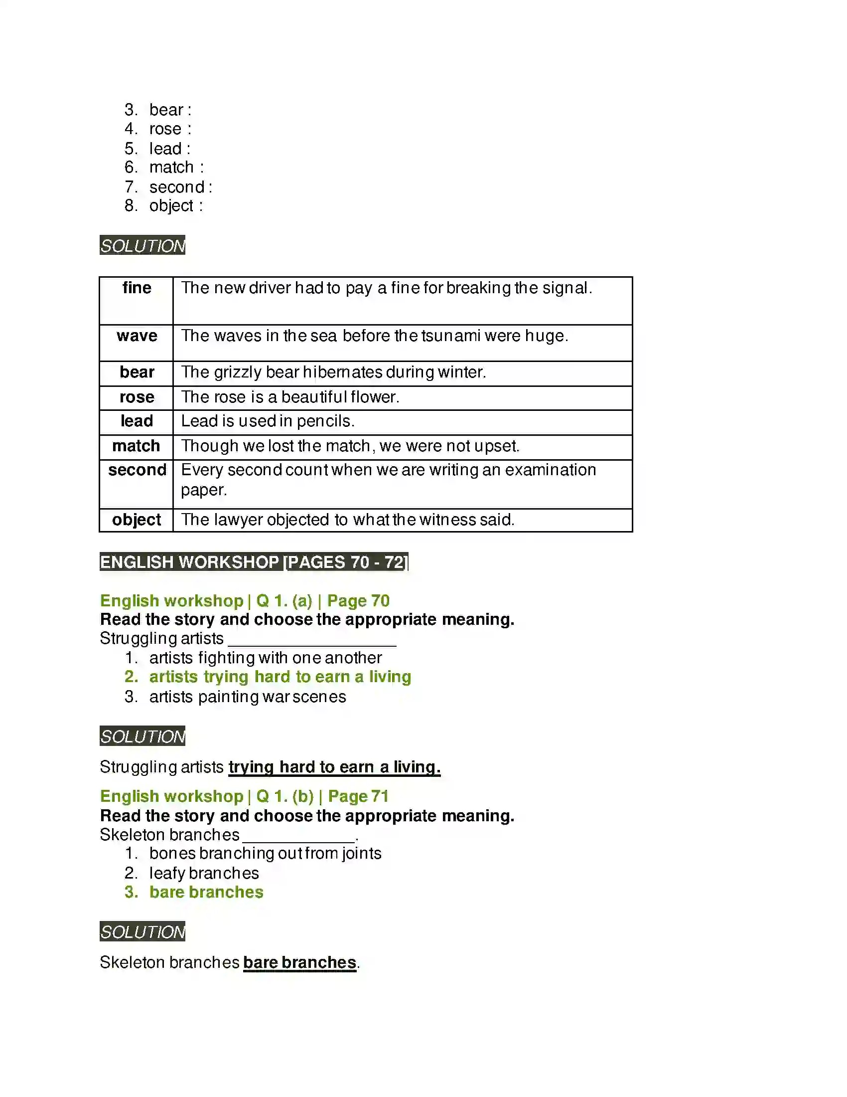 Maharashtra Board Class 8th English 3.3 The Last Leaf Solution 2