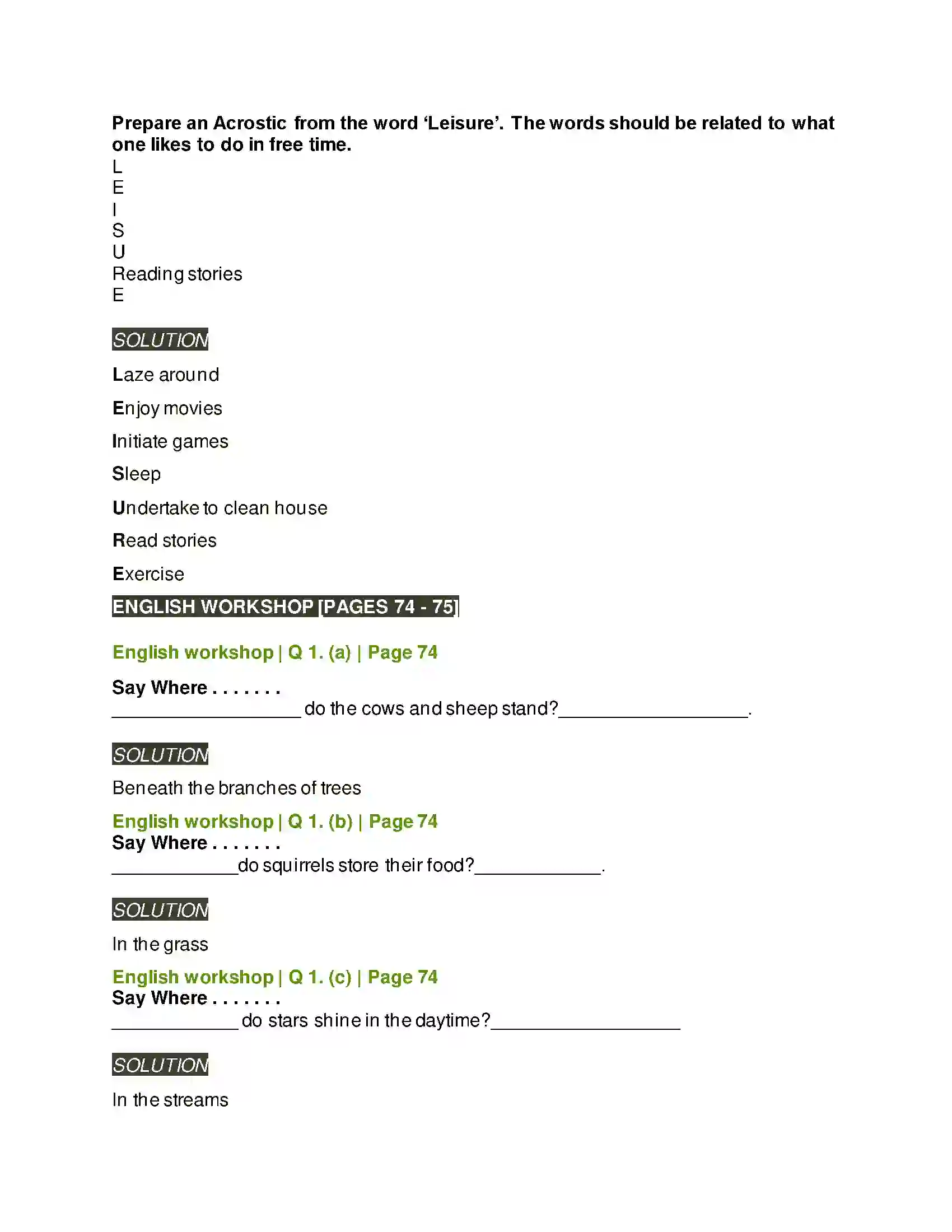 Maharashtra Board Class 8th English 3.4 Leisure Solution 2