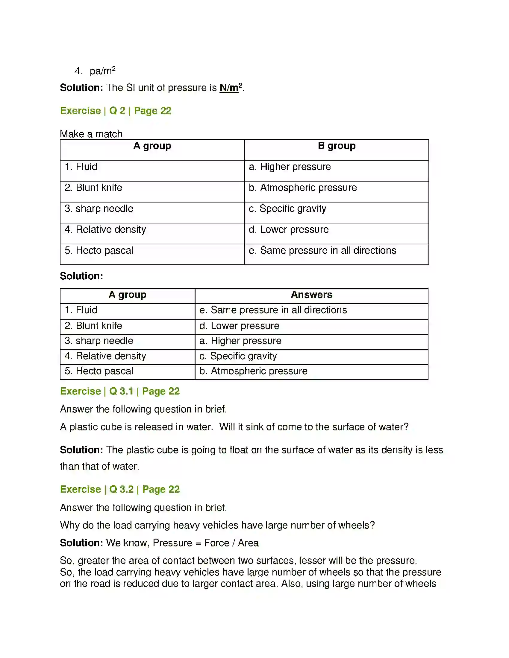 Maharashtra Board Class 8th General Science Force and Pressure Solution 2