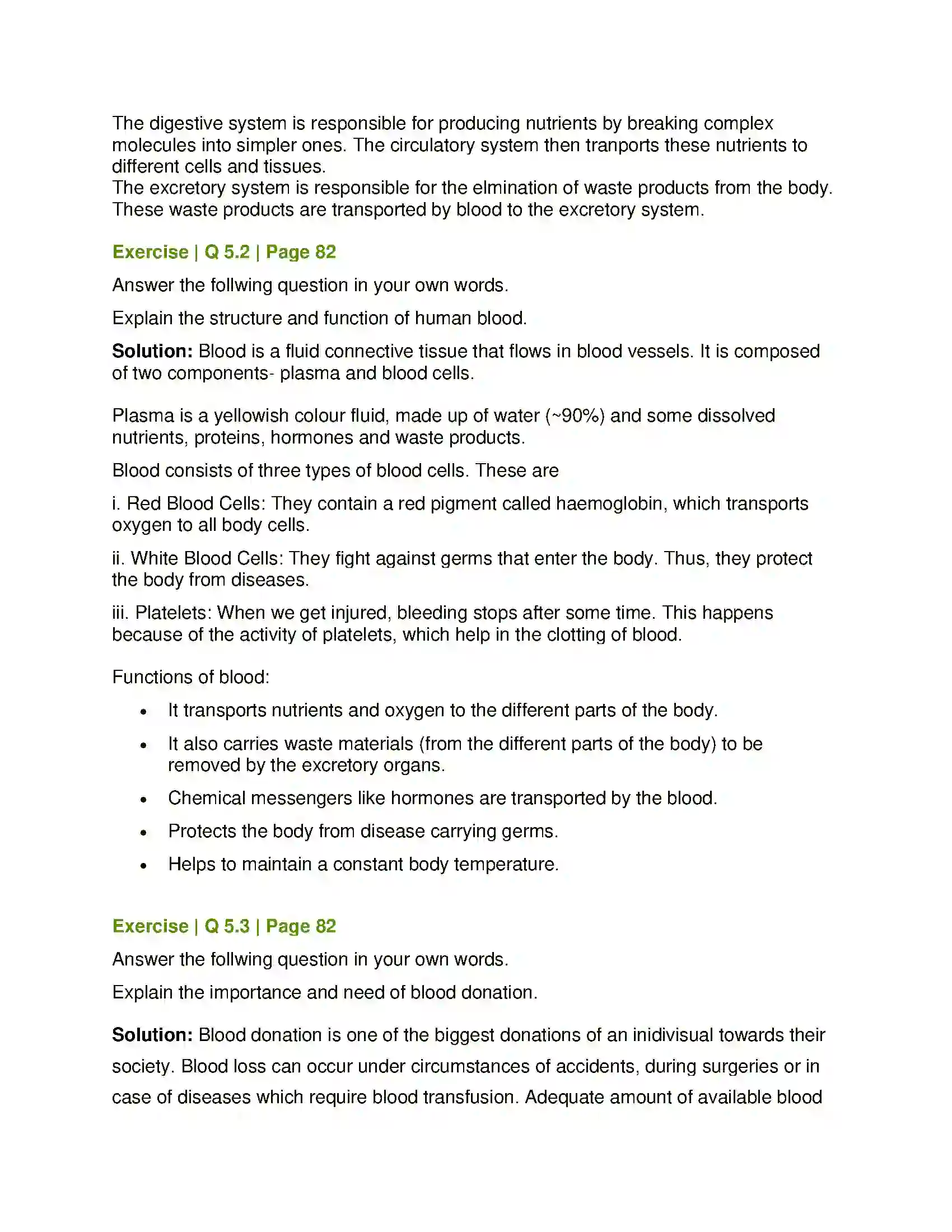 Maharashtra Board Class 8th General Science Human Body and Organ System Solution 5
