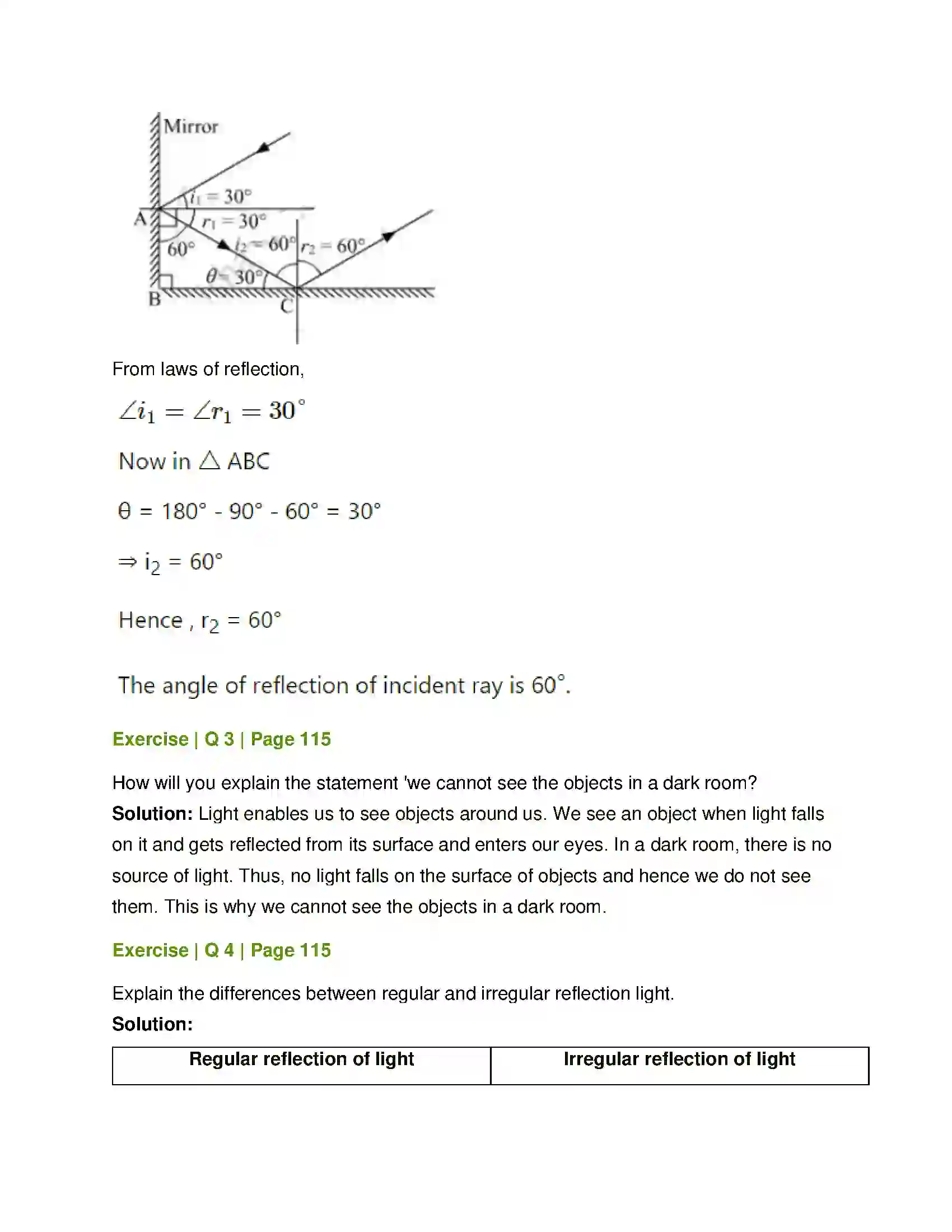 Maharashtra Board Class 8th General Science Reflection of Light Solution 2