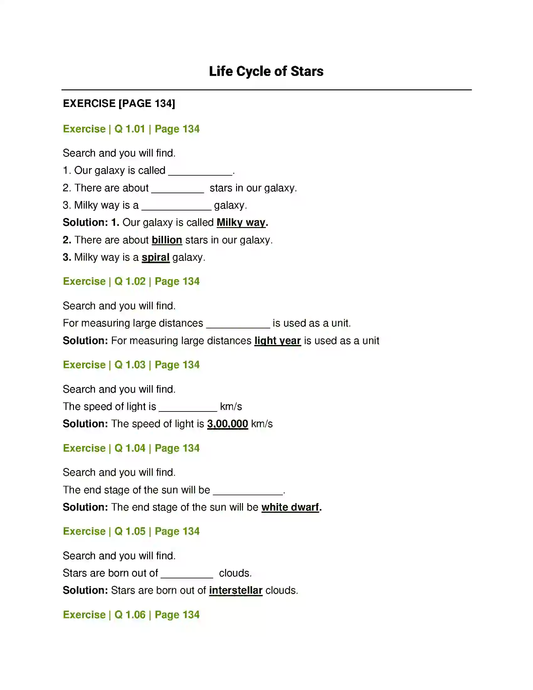 Maharashtra Board Class 8th General Science Life Cycle of Stars Solution 1