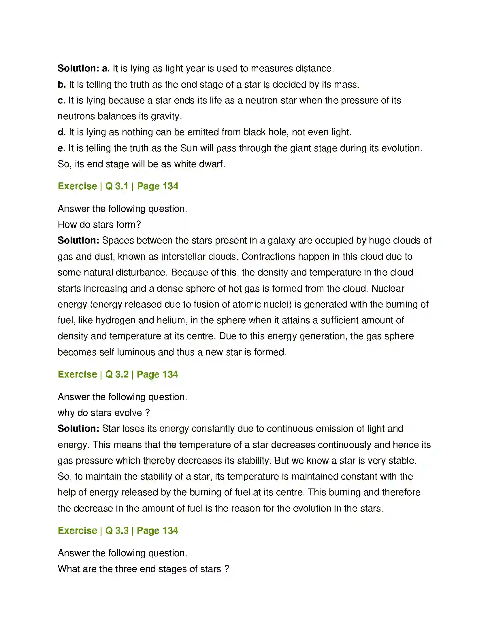 Maharashtra Board Class 8th General Science Life Cycle of Stars Solution 3