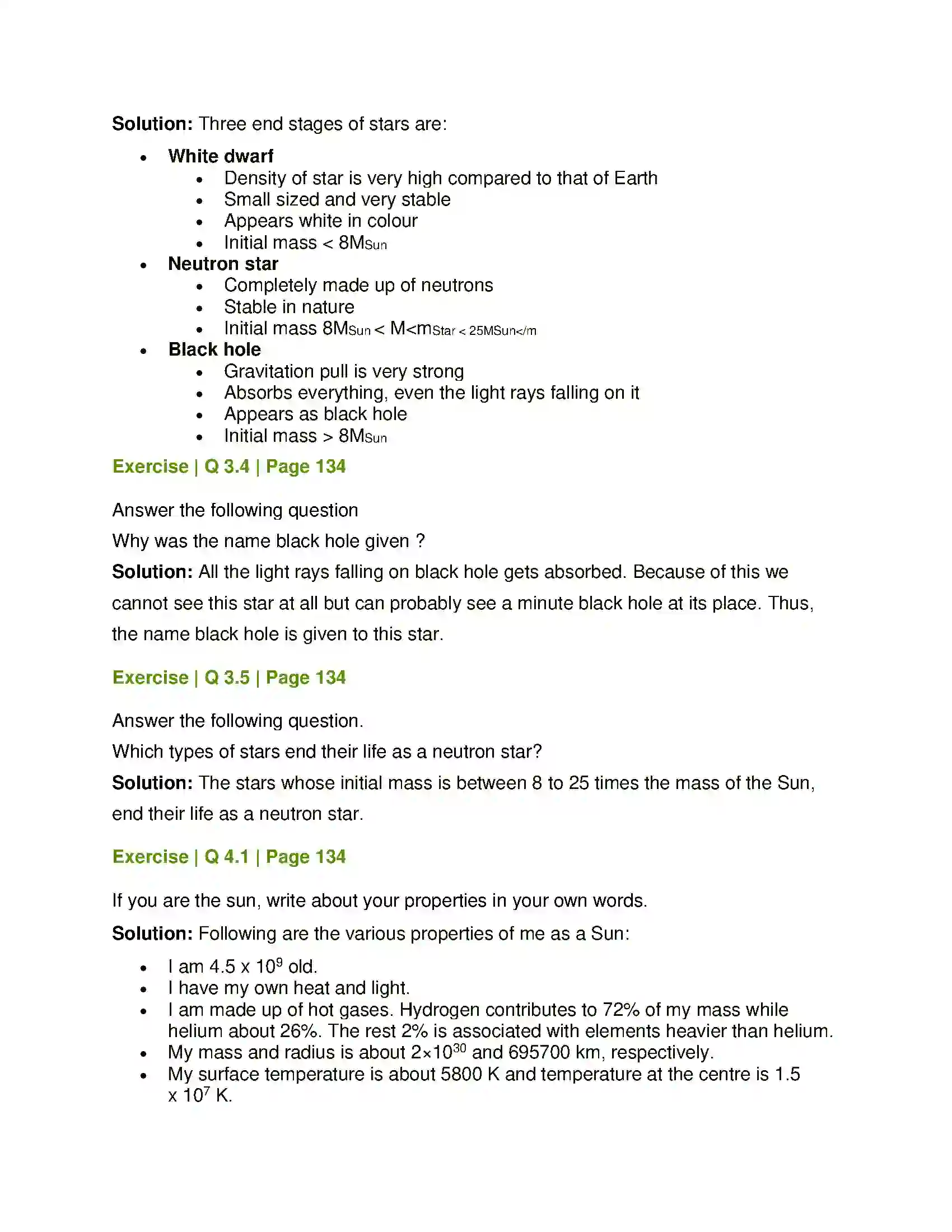 Maharashtra Board Class 8th General Science Life Cycle of Stars Solution 4