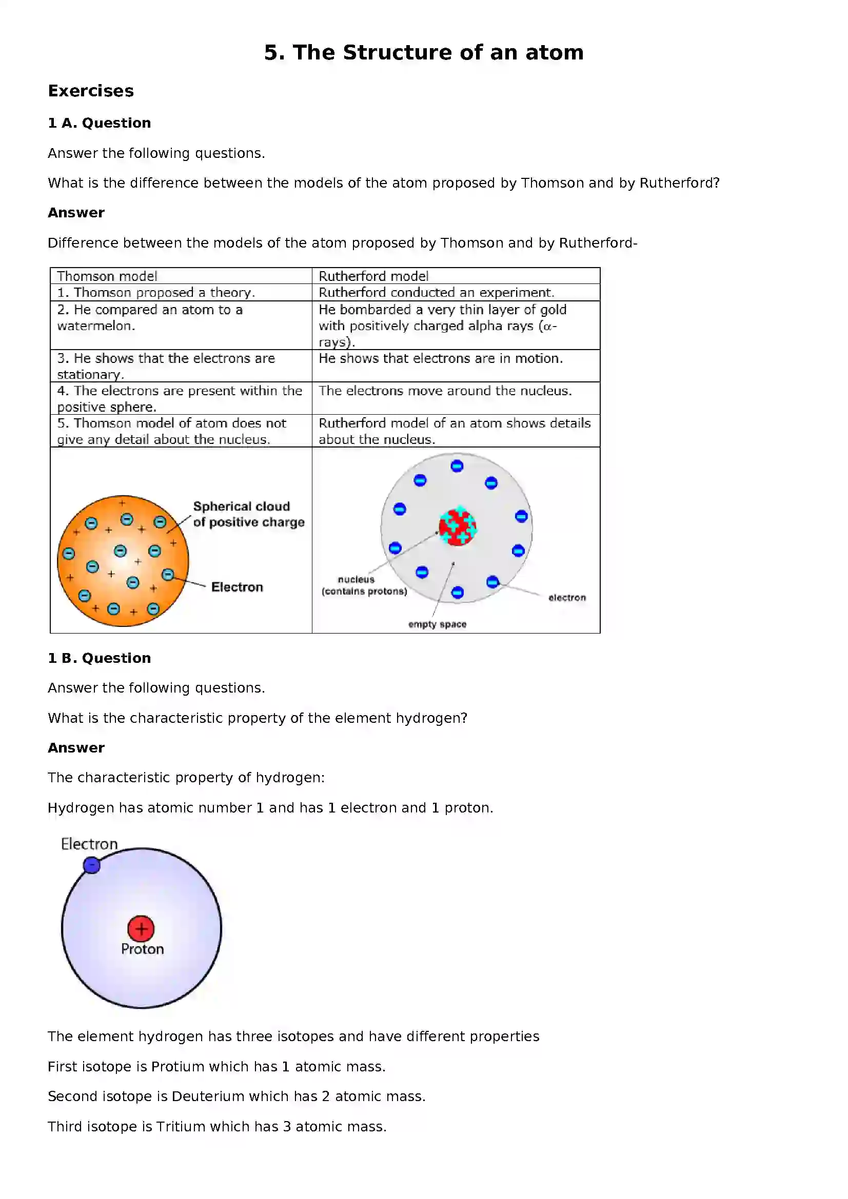 Maharashtra Board Class 8th General Science The Structure of an Atom Solution 1