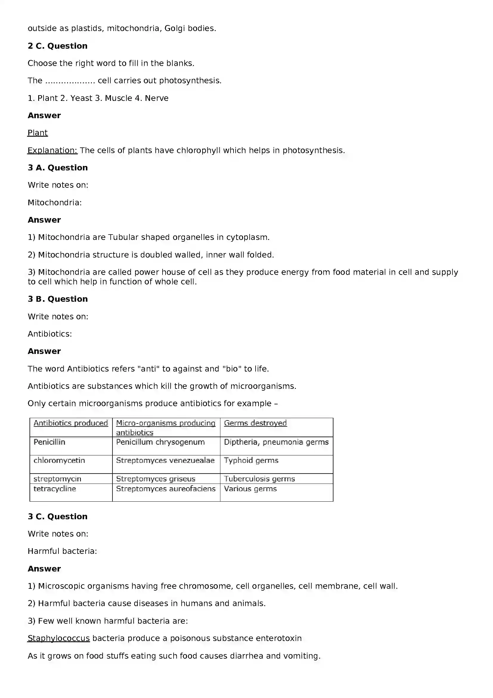 Maharashtra Board Class 8th General Science The Structure of Cell and Micro-organisms Solution 3