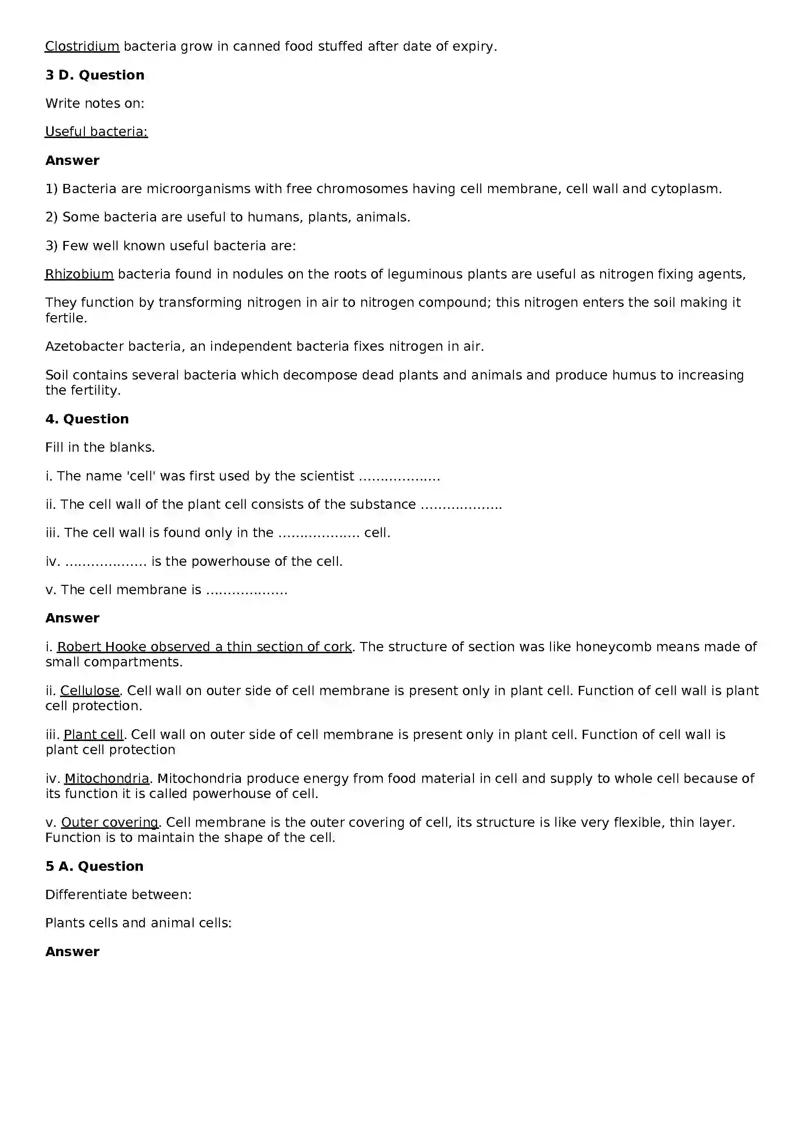Maharashtra Board Class 8th General Science The Structure of Cell and Micro-organisms Solution 4