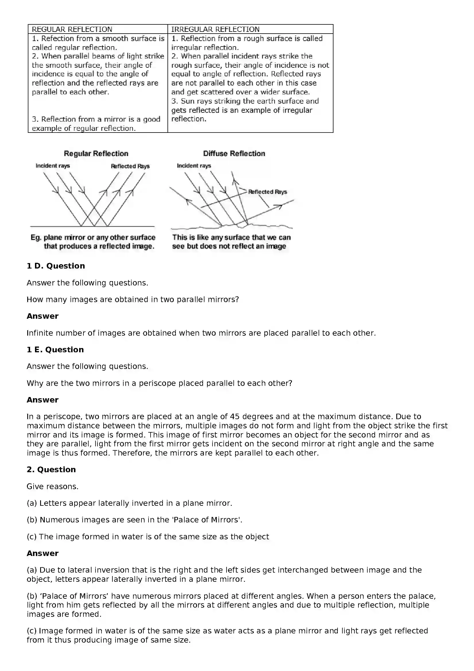 Maharashtra Board Class 8th General Science Reflection of Light Solution 2