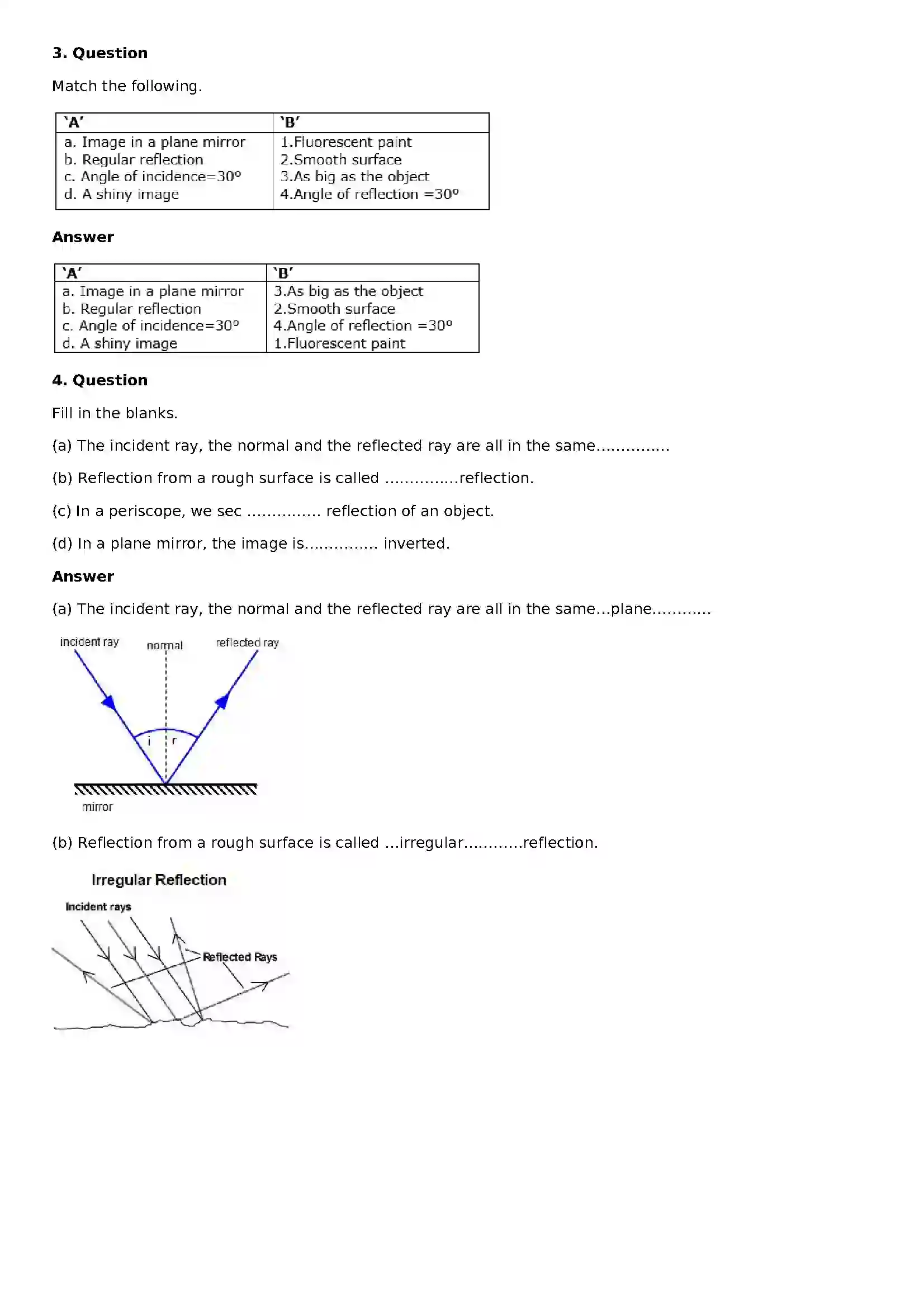 Maharashtra Board Class 8th General Science Reflection of Light Solution 3