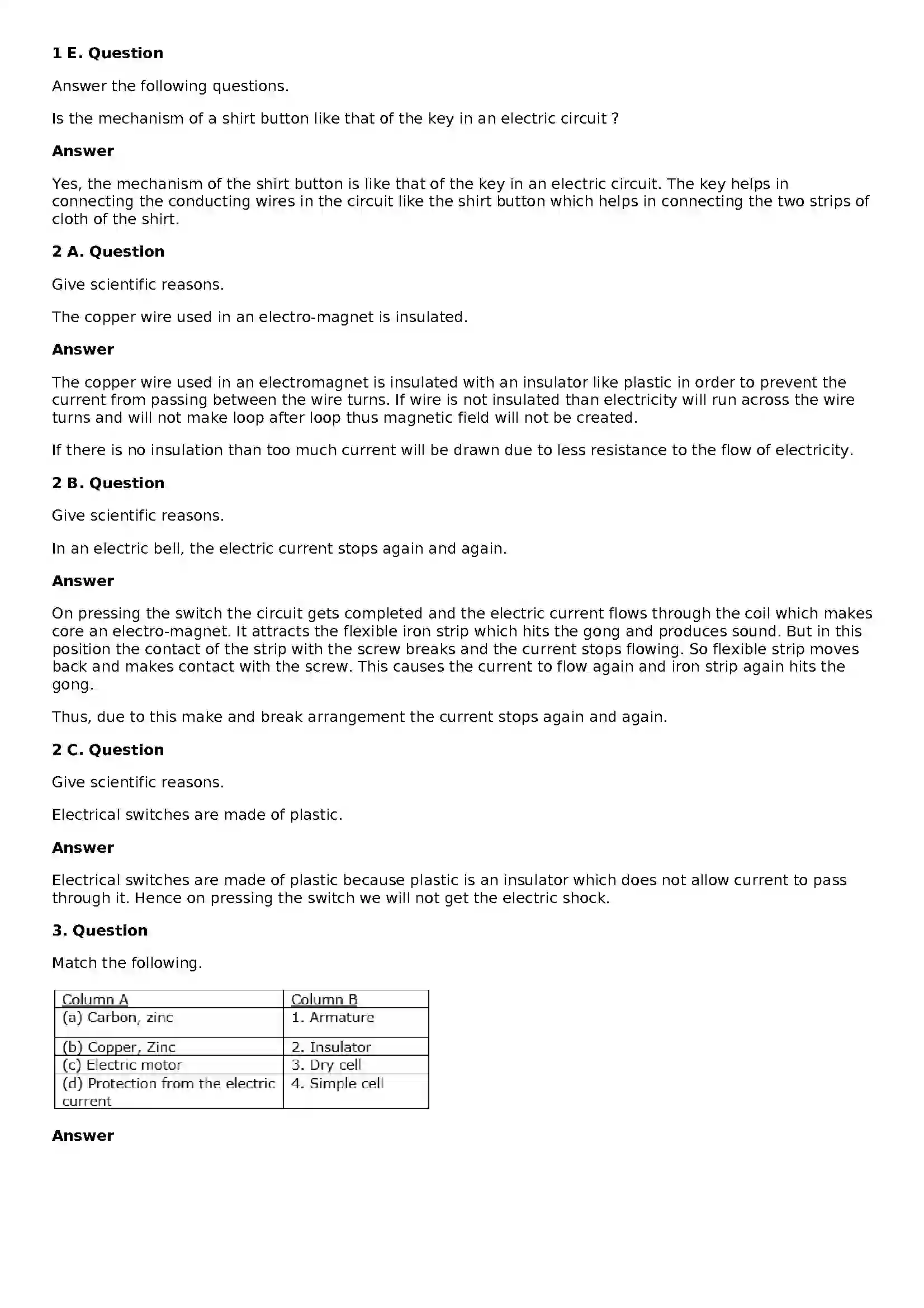 Maharashtra Board Class 8th General Science Electric Current Solution 2