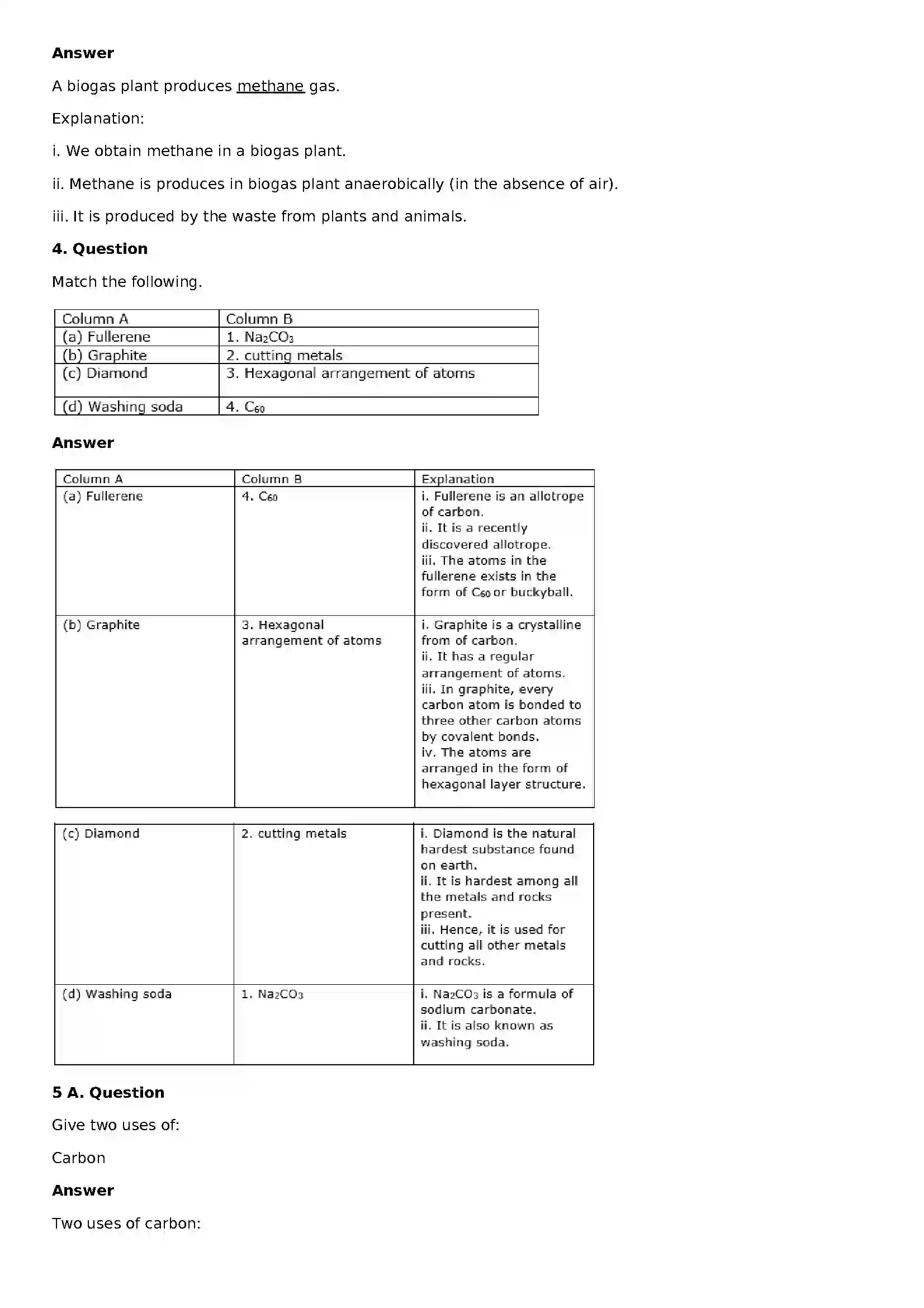 Maharashtra Board Class 8th General Science Carbon and Carbon Compounds Solution 5