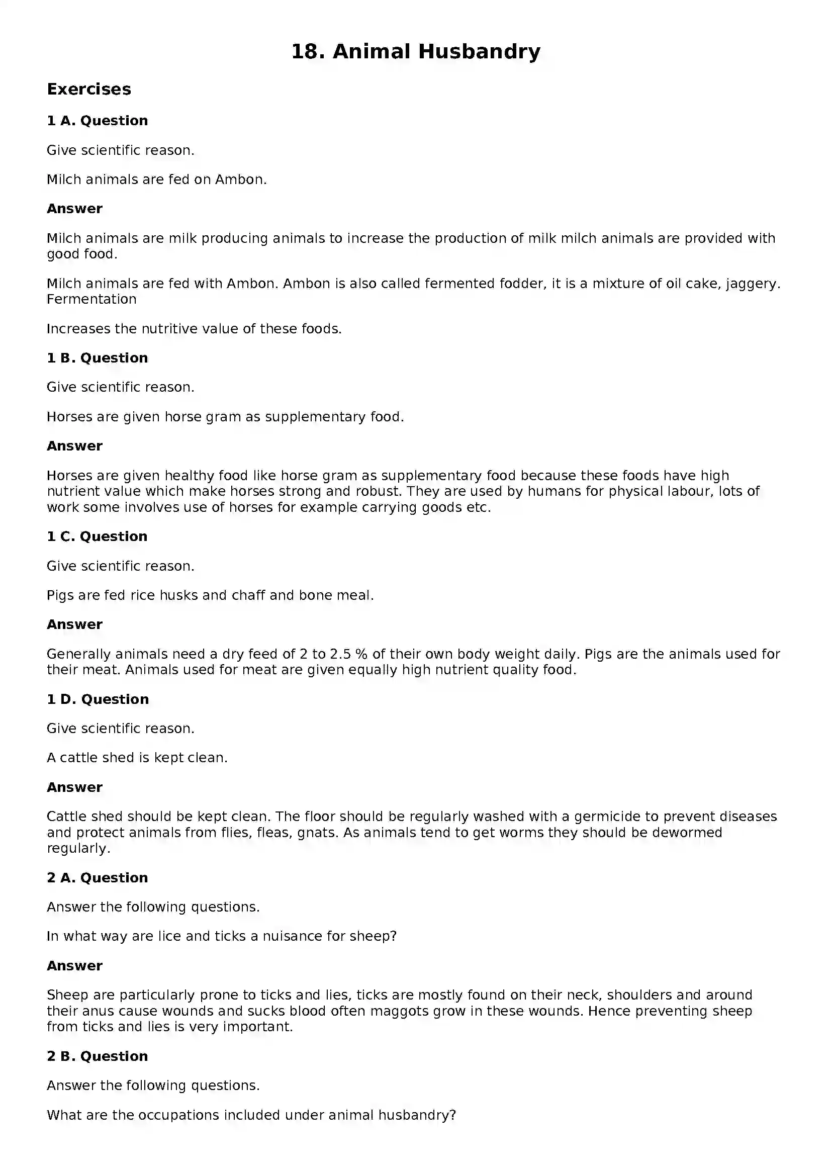 Maharashtra Board Class 8th General Science Animal Husbandry Solution 1