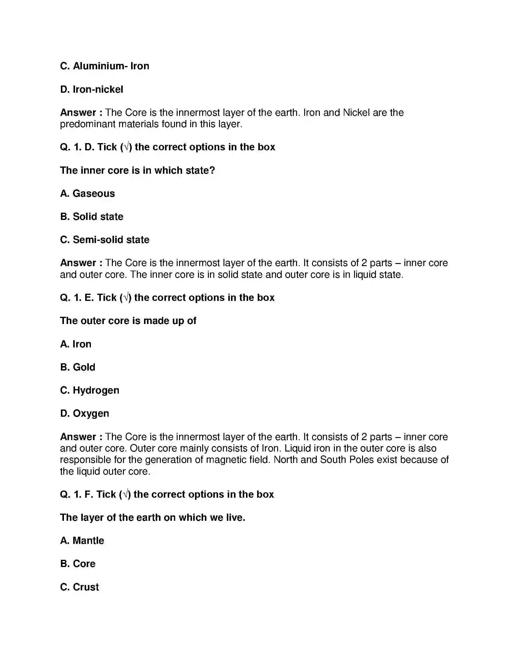 Maharashtra Board Class 8th Geography - English Medium Interior of the Earth Solution 2