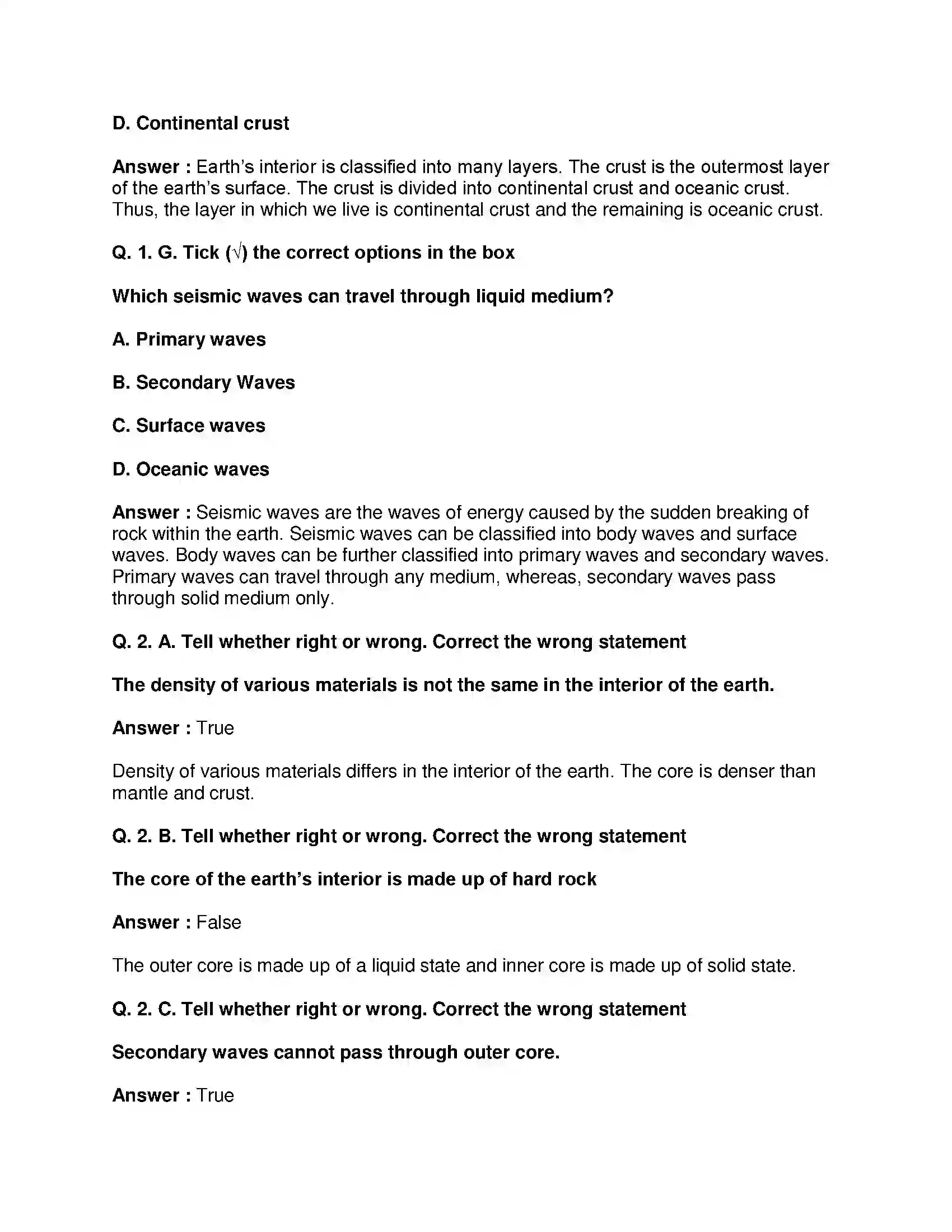 Maharashtra Board Class 8th Geography - English Medium Interior of the Earth Solution 3
